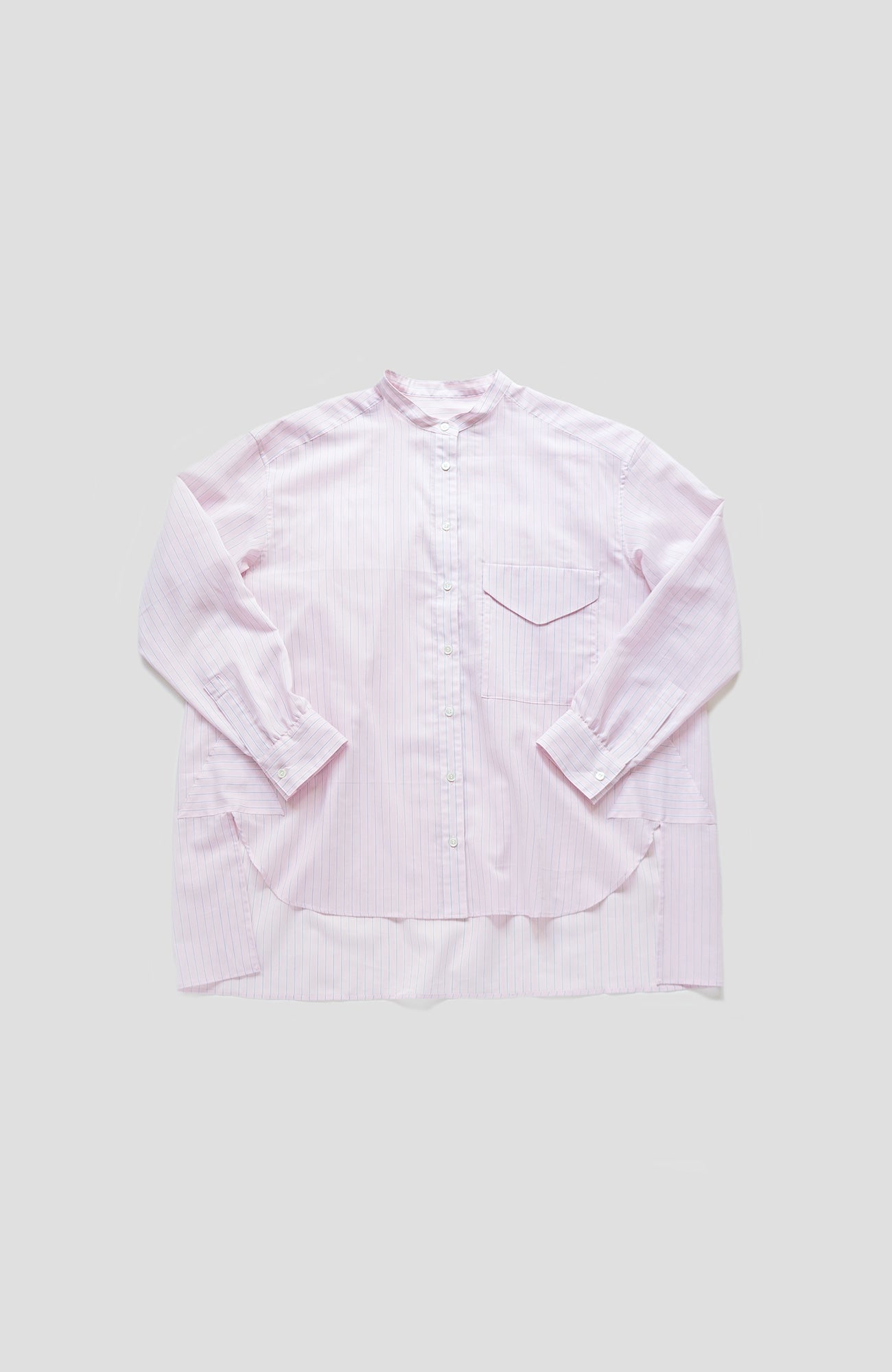 Striped band collar shirt
