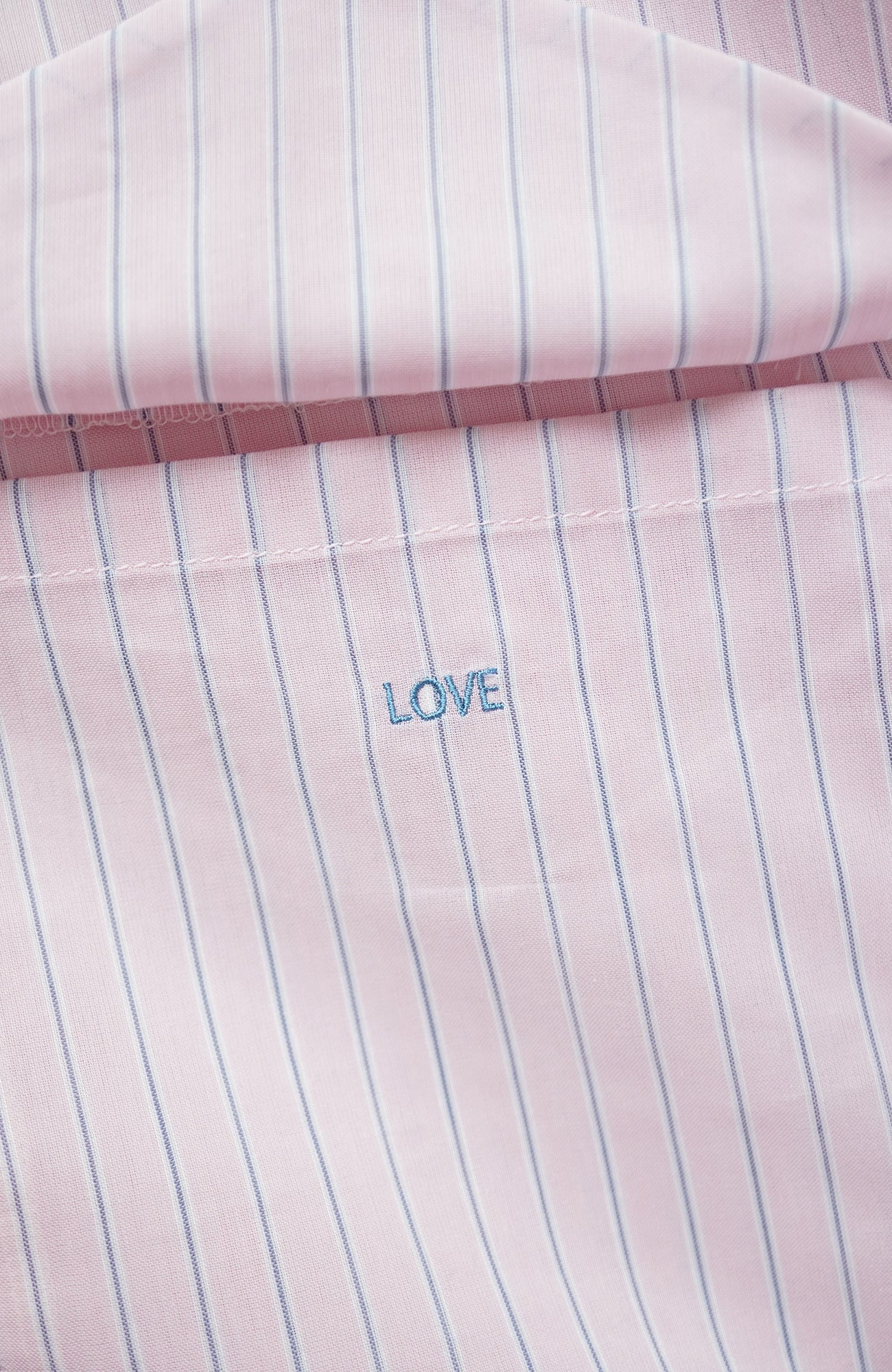 Striped band collar shirt