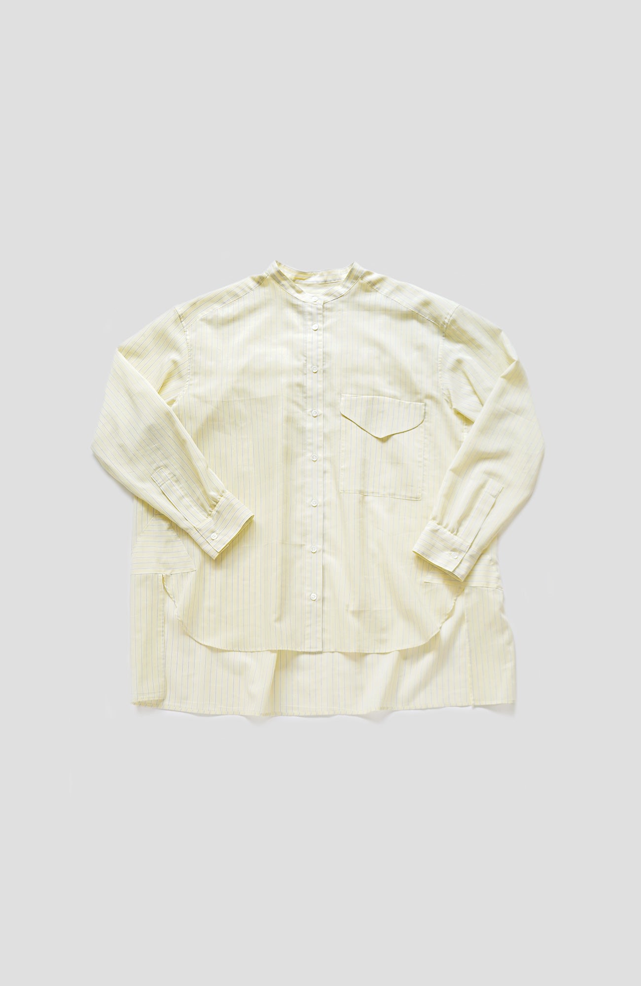 Striped band collar shirt