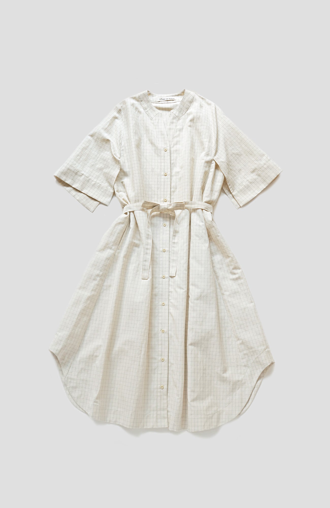 Windowpane Slash Sleeve Dress