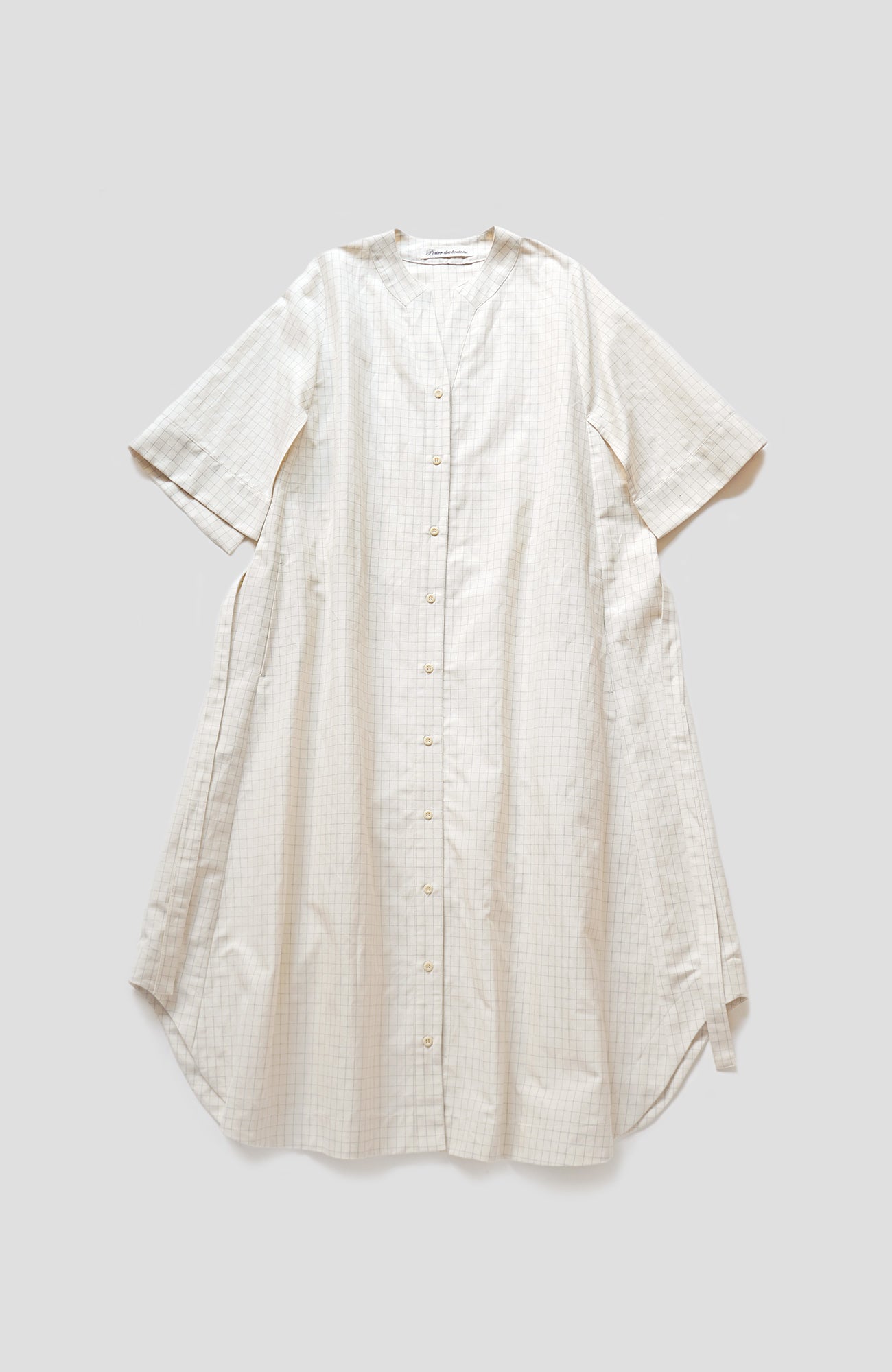 Windowpane Slash Sleeve Dress
