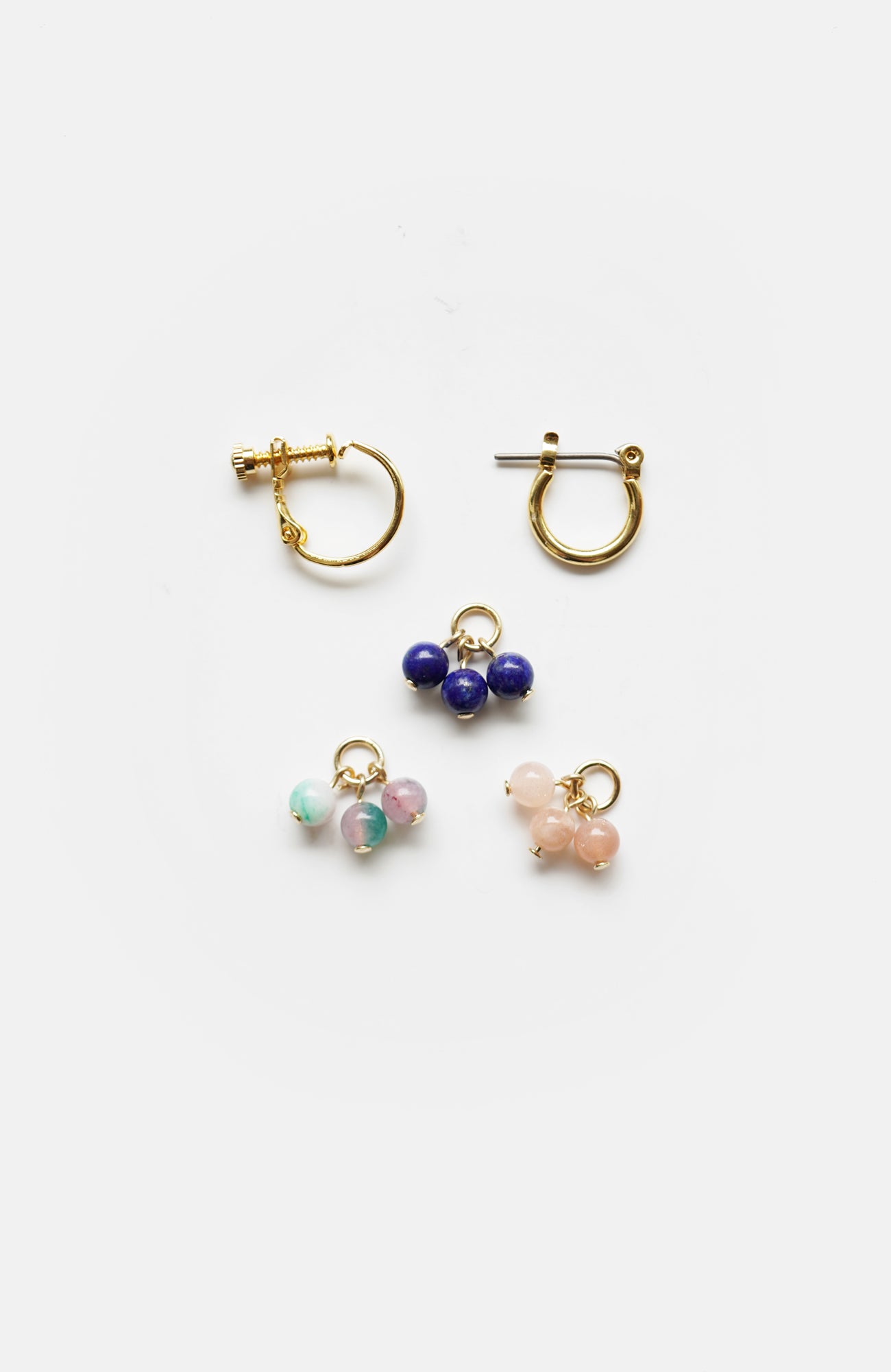 Hoop charm natural stone earrings (2025 Spring Collection)