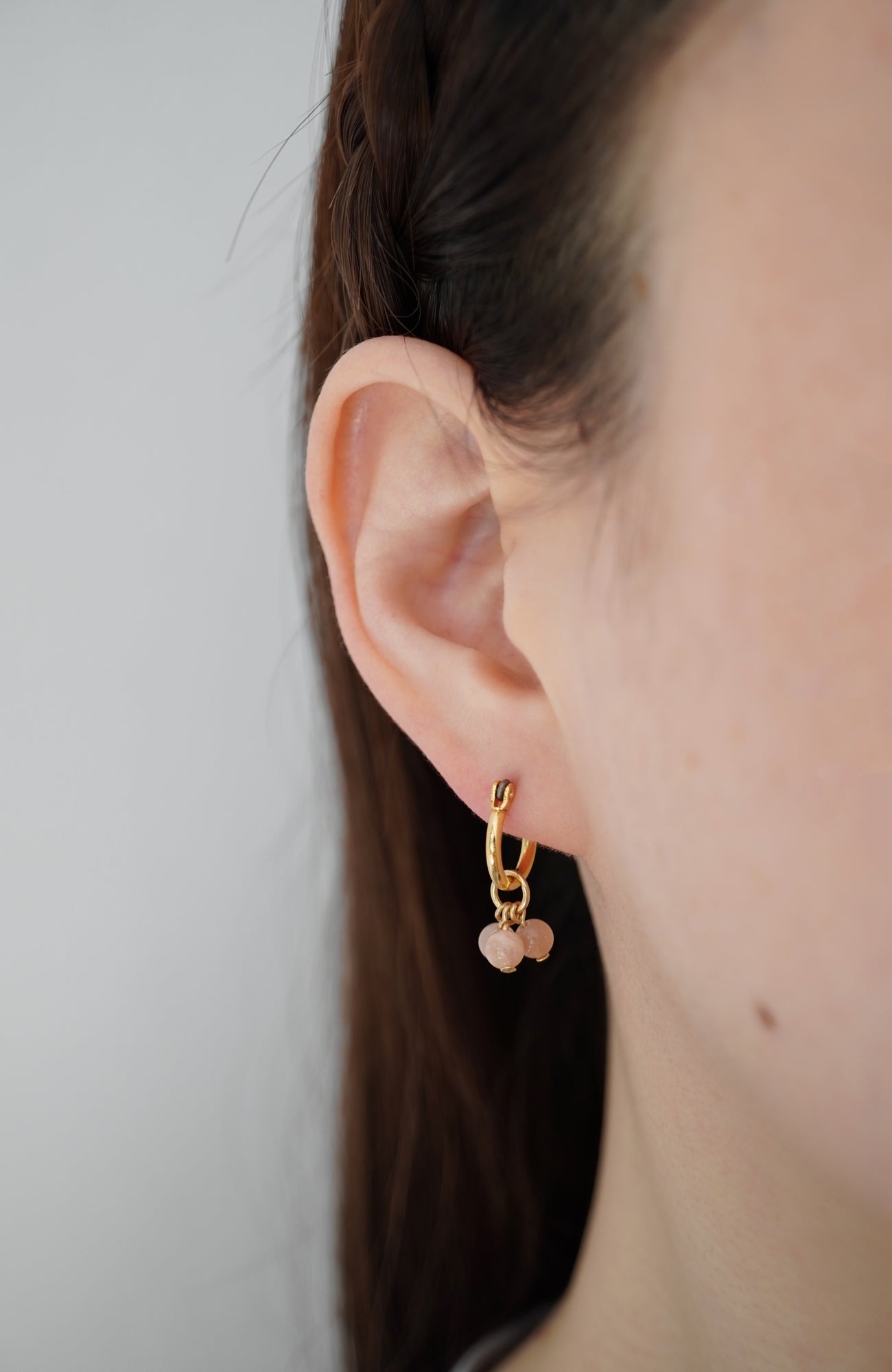 Hoop charm natural stone earrings (2025 Spring Collection)