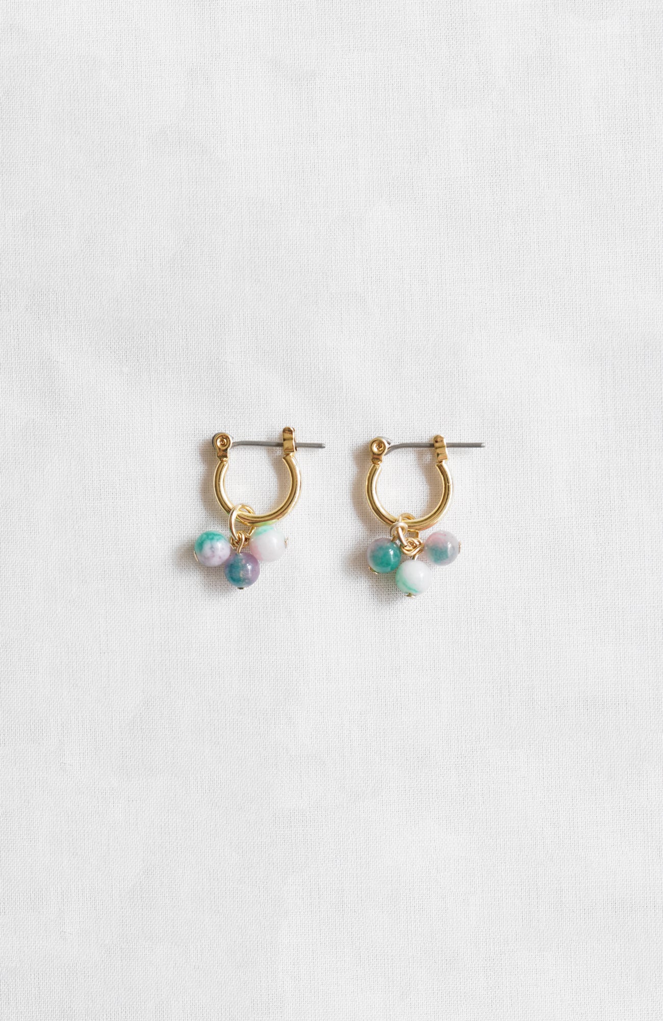 Hoop charm natural stone earrings (2025 Spring Collection)