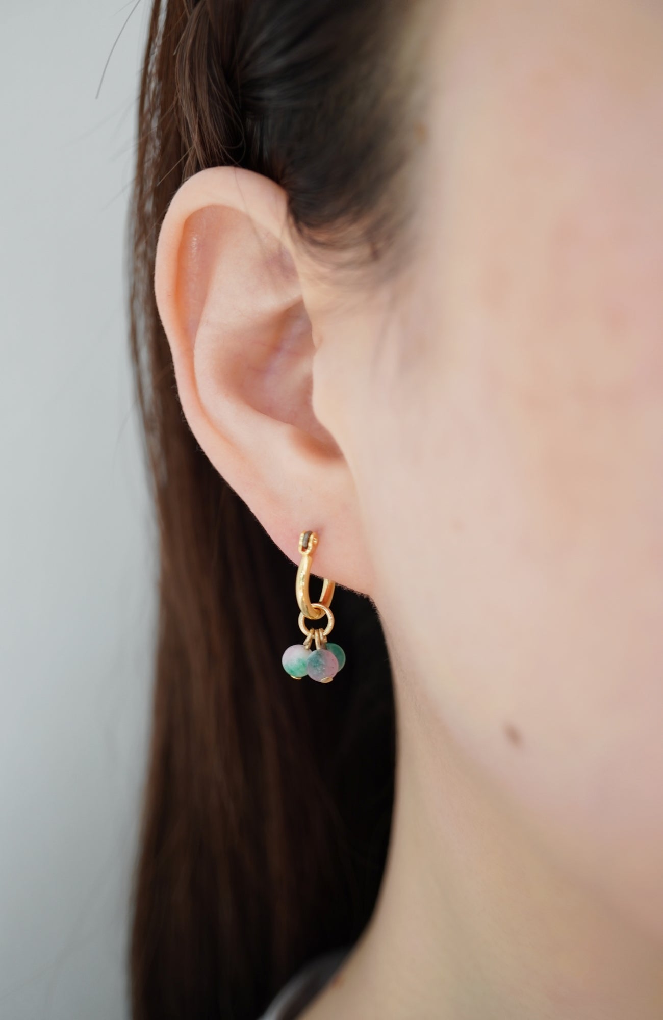 Hoop charm natural stone earrings (2025 Spring Collection)