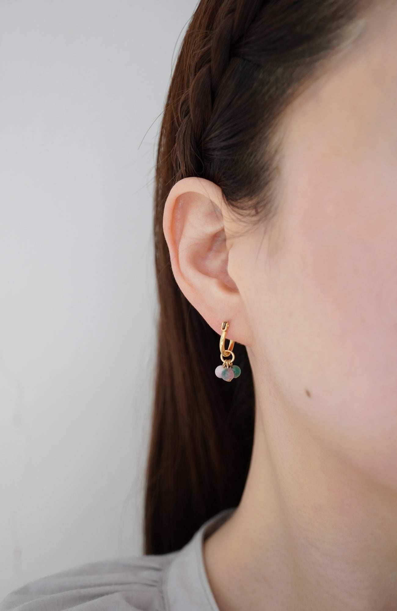 Hoop charm natural stone earrings (2025 Spring Collection)