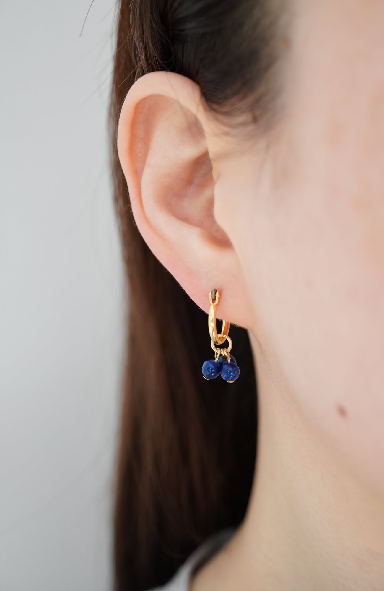 Hoop charm natural stone earrings (2025 Spring Collection)