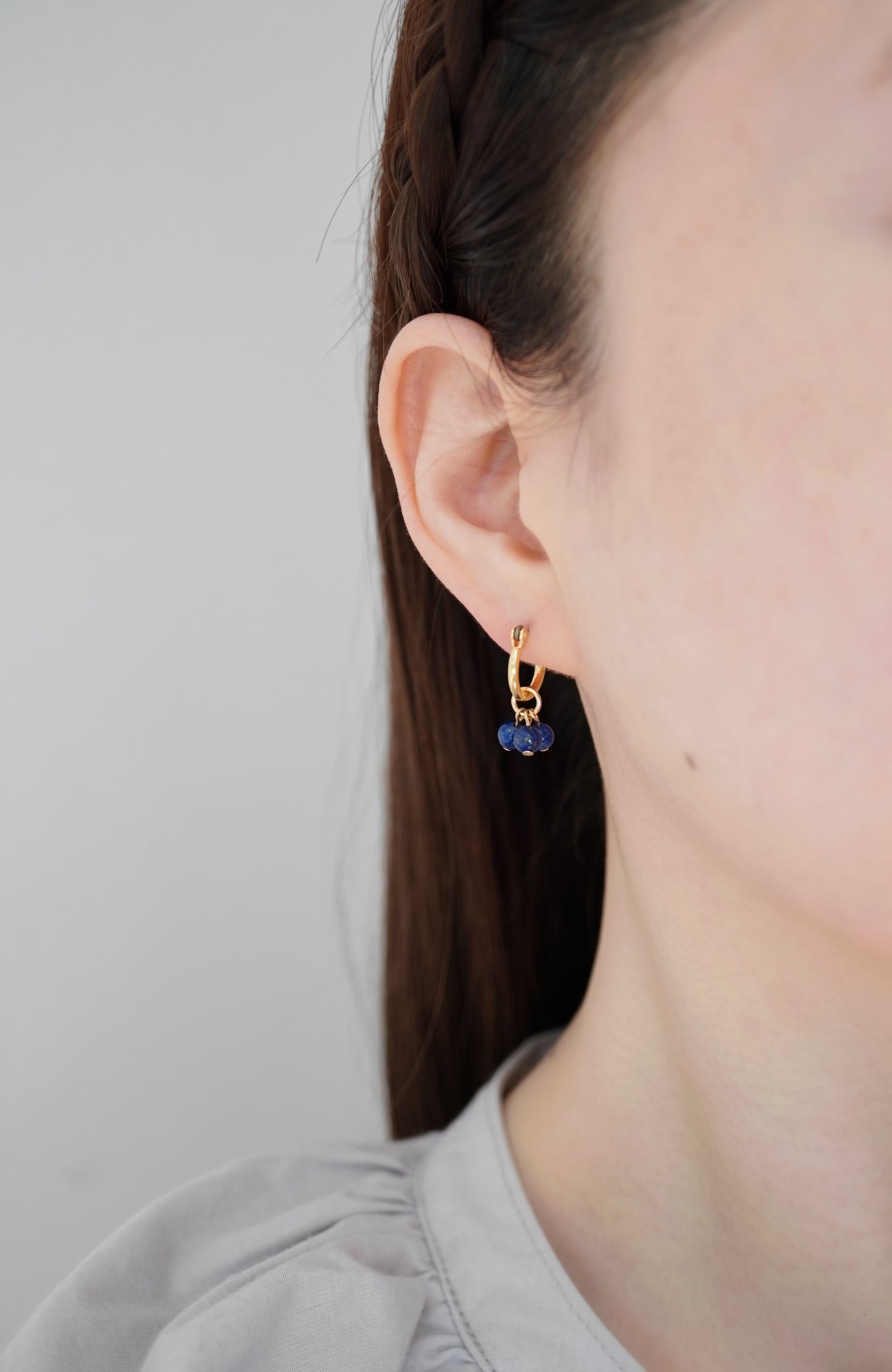 Hoop charm natural stone earrings (2025 Spring Collection)