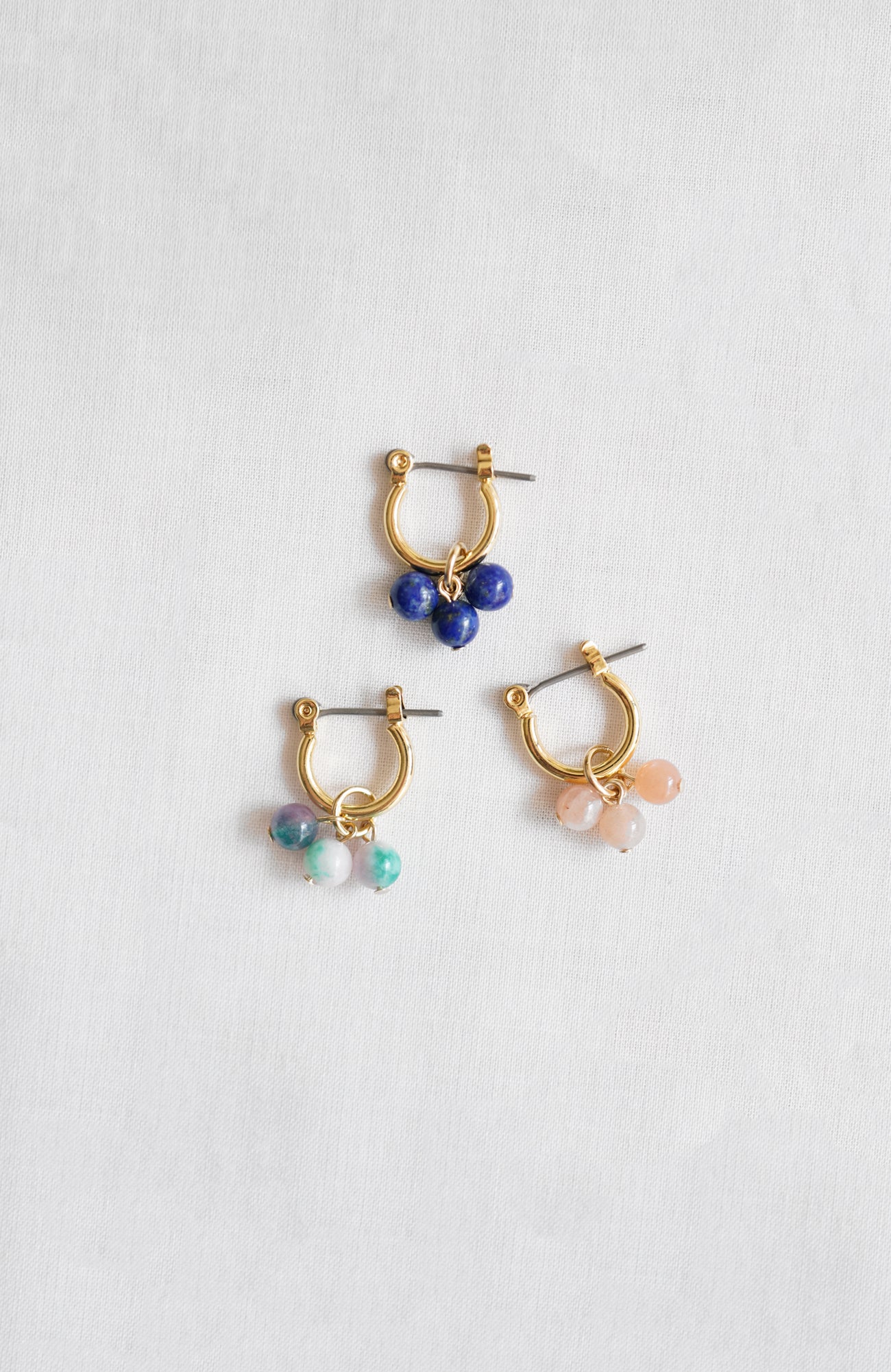 Hoop charm natural stone earrings (2025 Spring Collection)