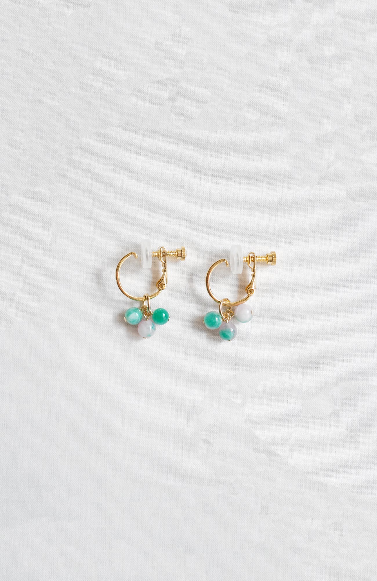 Hoop charm natural stone earrings (2025 Spring Collection)