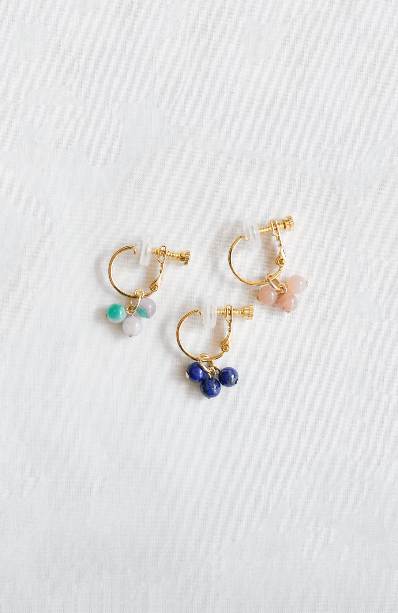 Hoop charm natural stone earrings (2025 Spring Collection)
