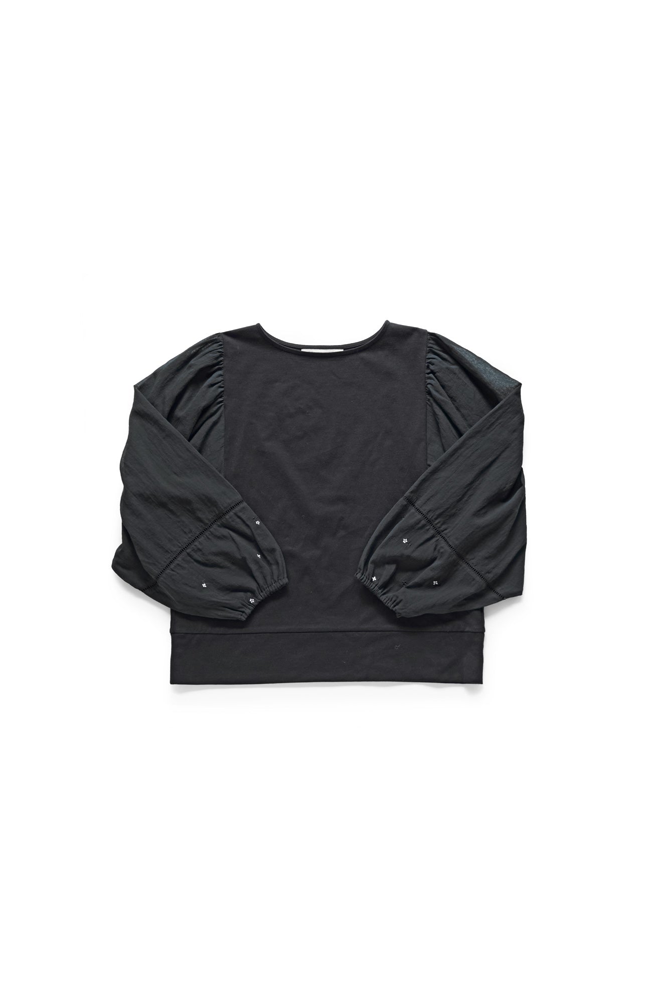 Flower Embroidery Gathered Sleeve Pullover (2025 Autumn & Winter Collection)