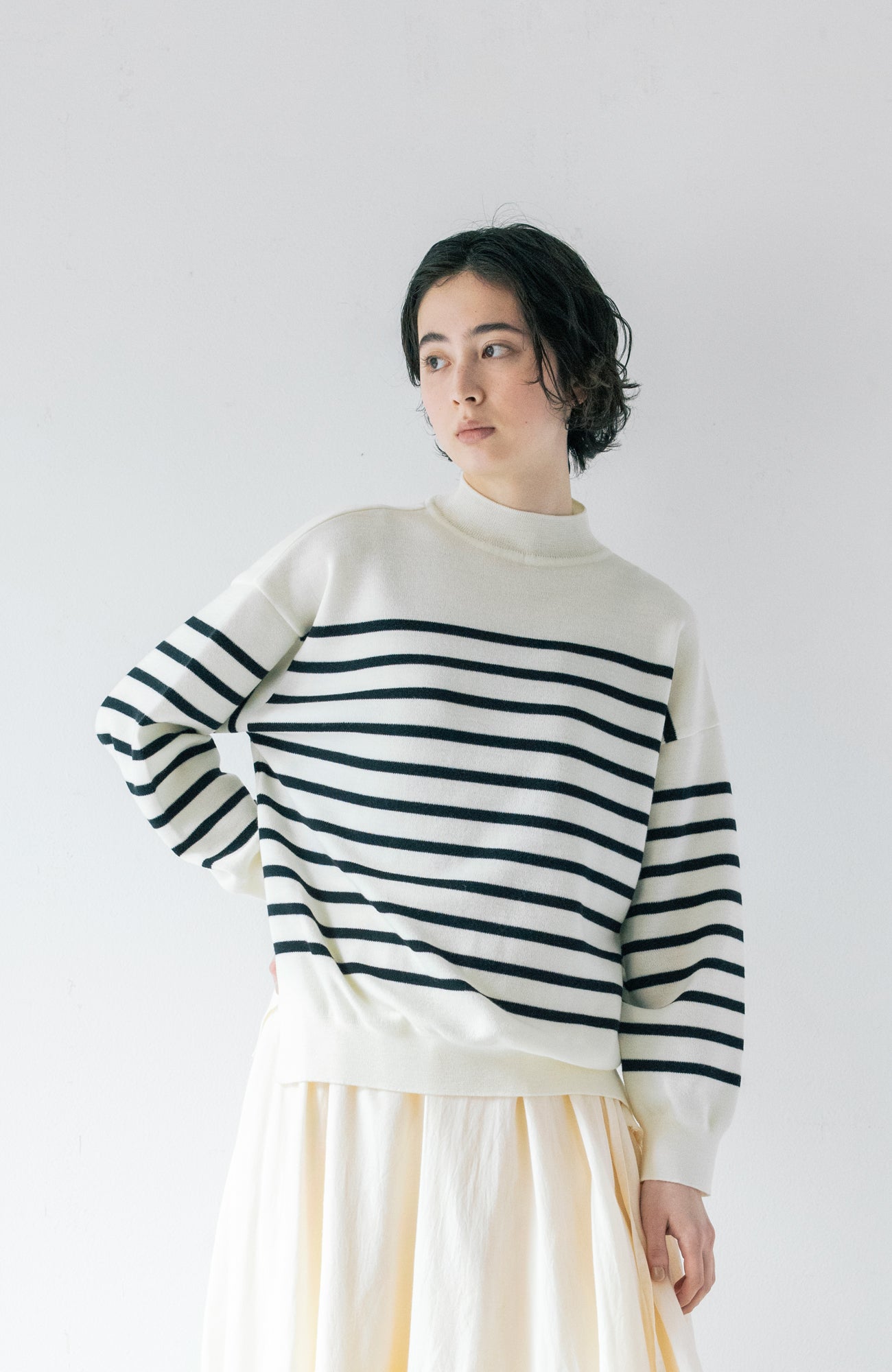 Fondant knit border 2way pullover (2025 Autumn & Winter Collection)