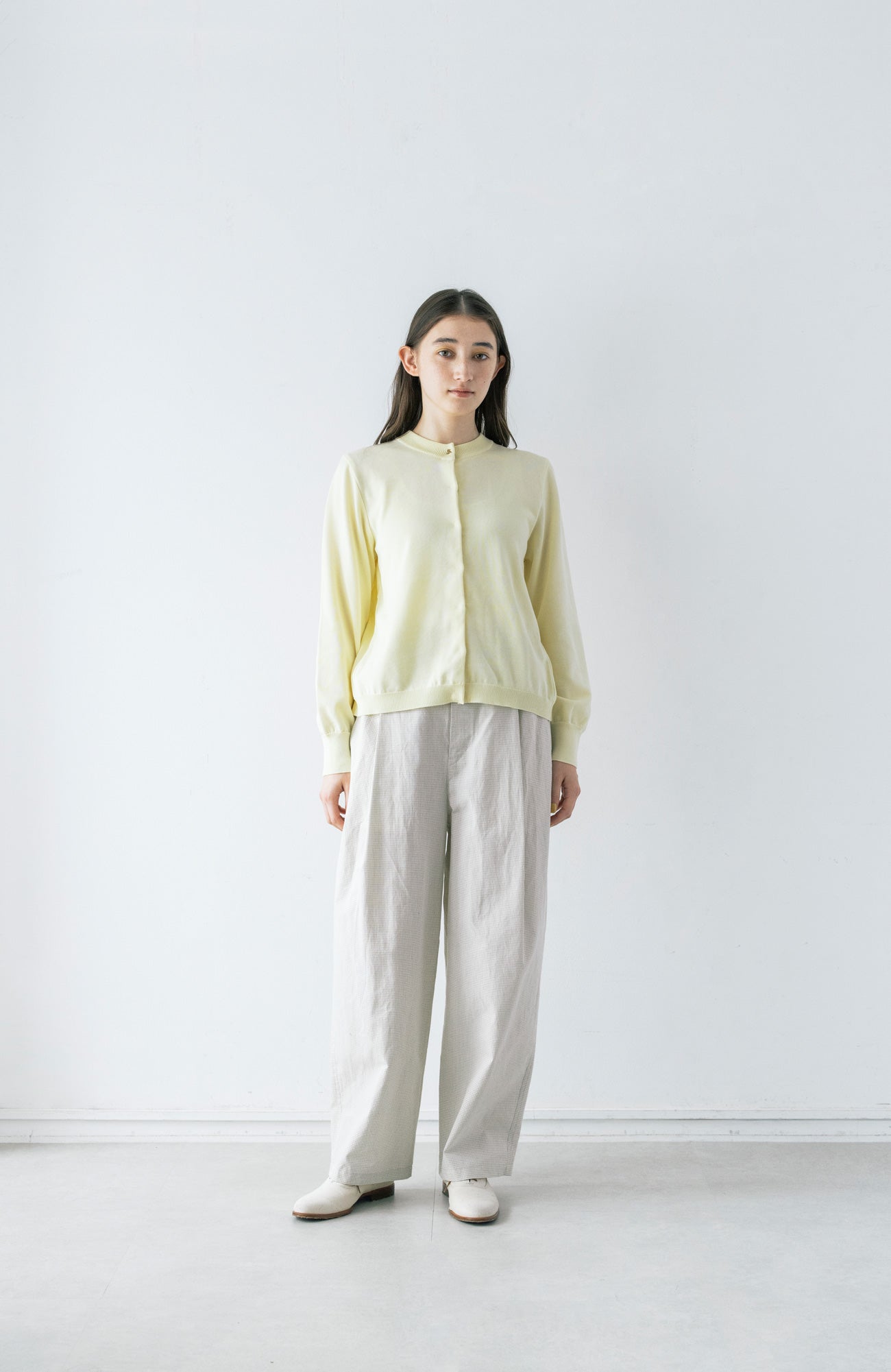 One-tuck pants/mini windowpane check (2025 Spring Collection)