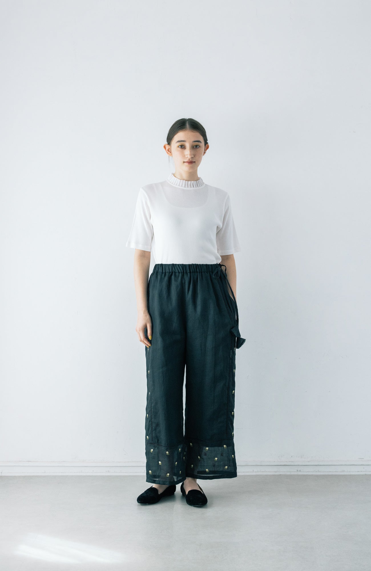 Tulle collar terry cloth 5/4 sleeve (2025 Spring Collection)