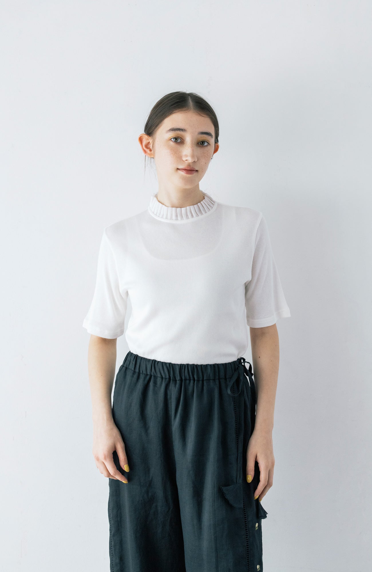 Tulle collar terry cloth 5/4 sleeve (2025 Spring Collection)