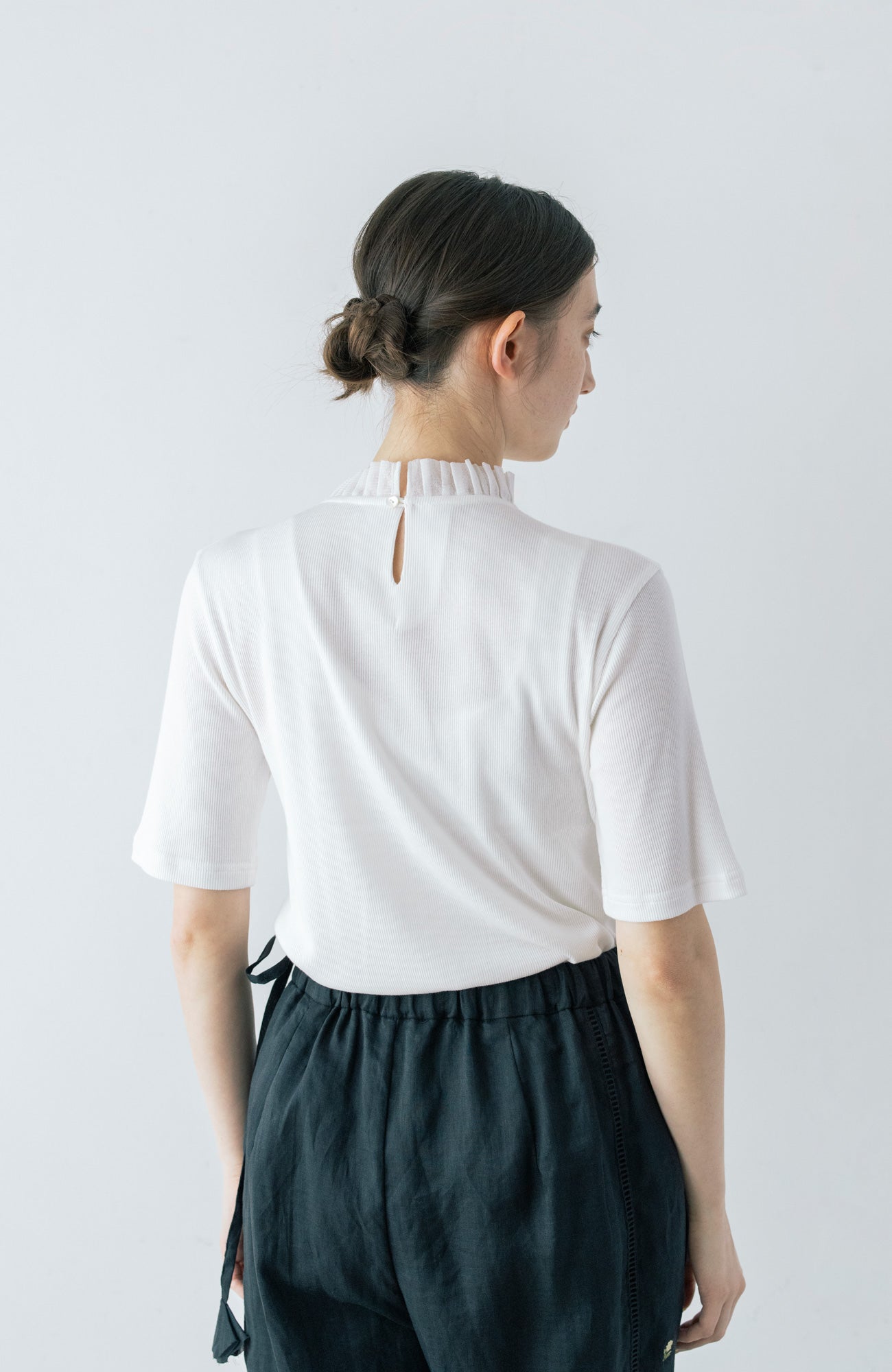 Tulle collar terry cloth 5/4 sleeve (2025 Spring Collection)