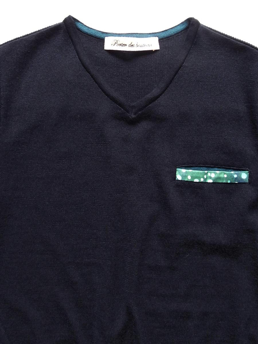 knit×LIBERTY V-neck pullover