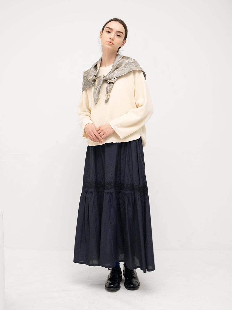 Embroidered tiered skirt