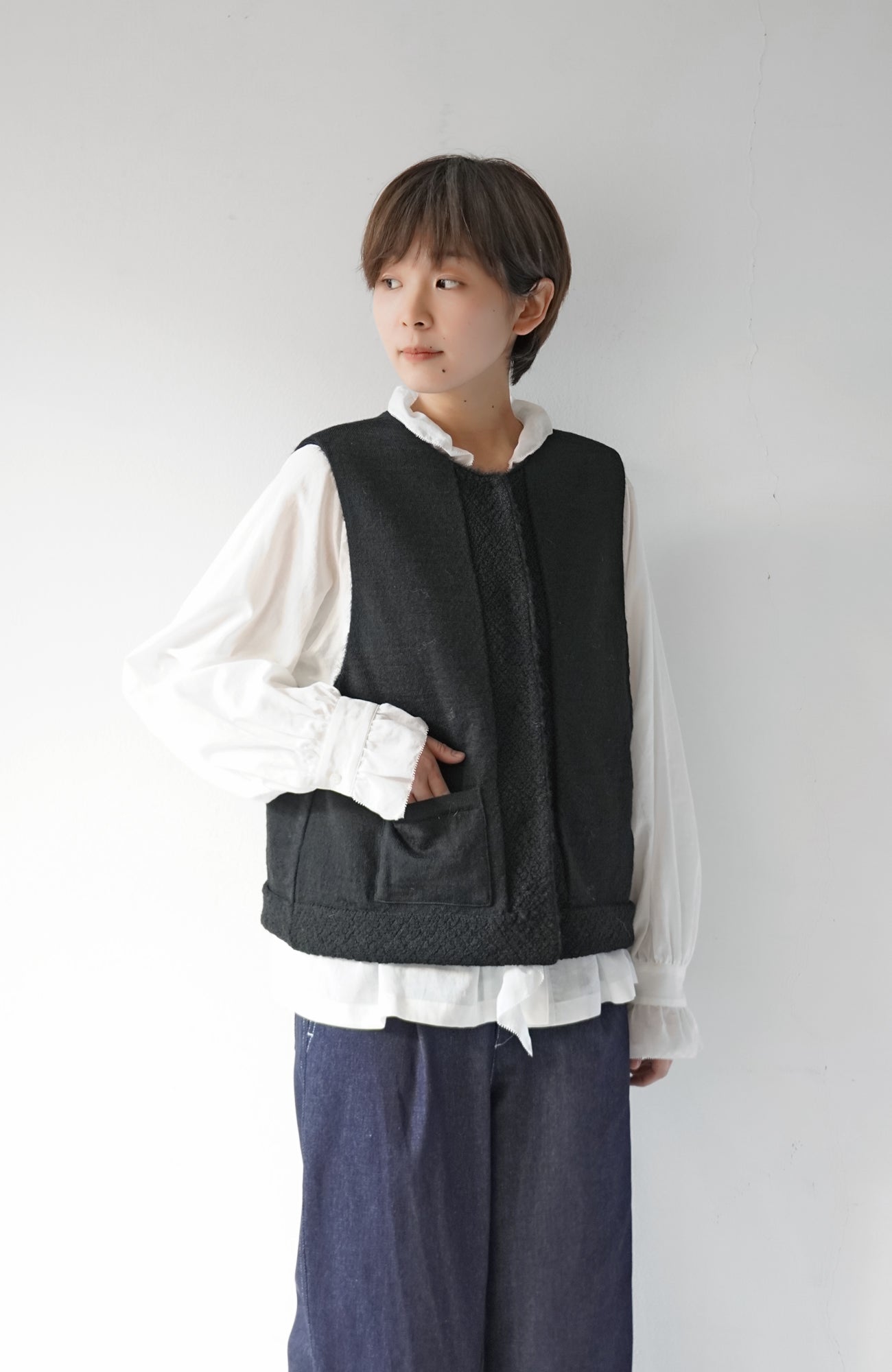 Shaggy x knit reversible vest (2024 Autumn Winter Collection)