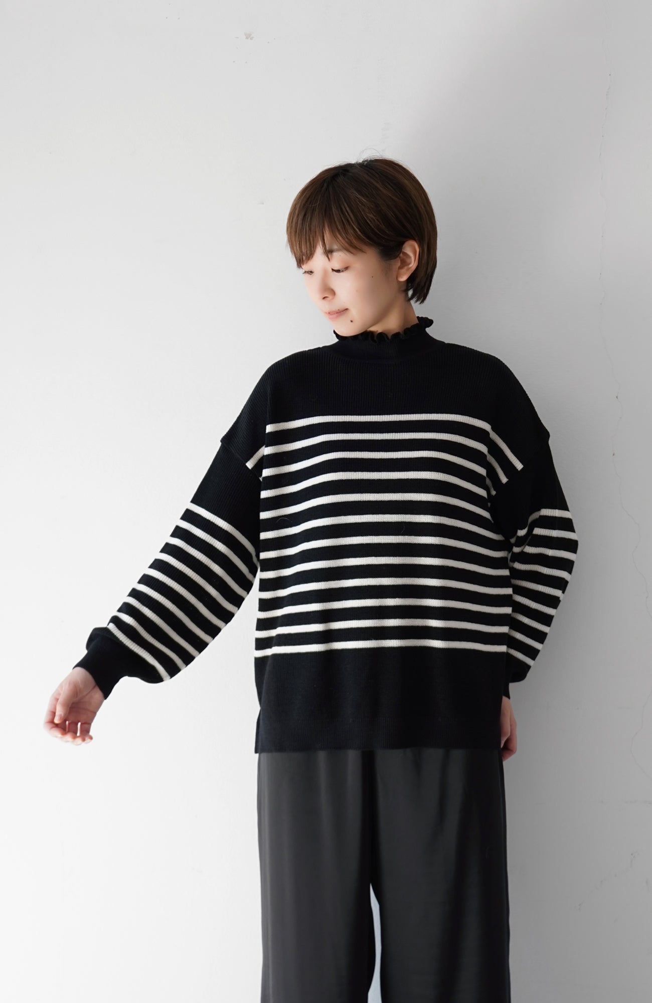 Frill neck knit 2way pullover (2024 Autumn Winter Collection)