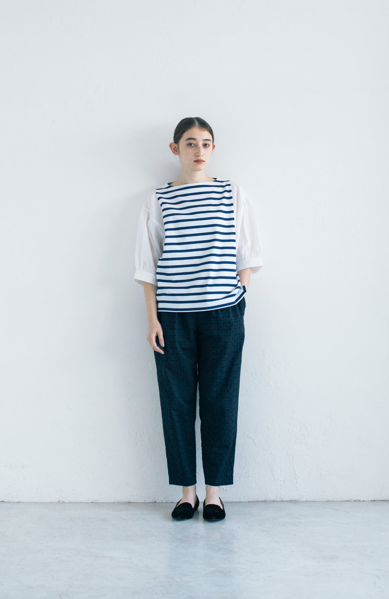 Linen sleeve border pullover (2024 Summer Collection)