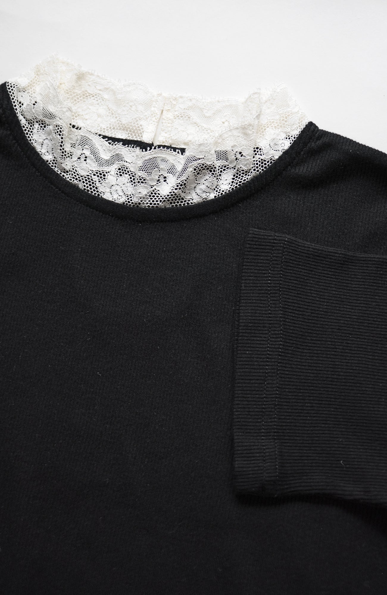 モックネックレース5分袖プルオーバー