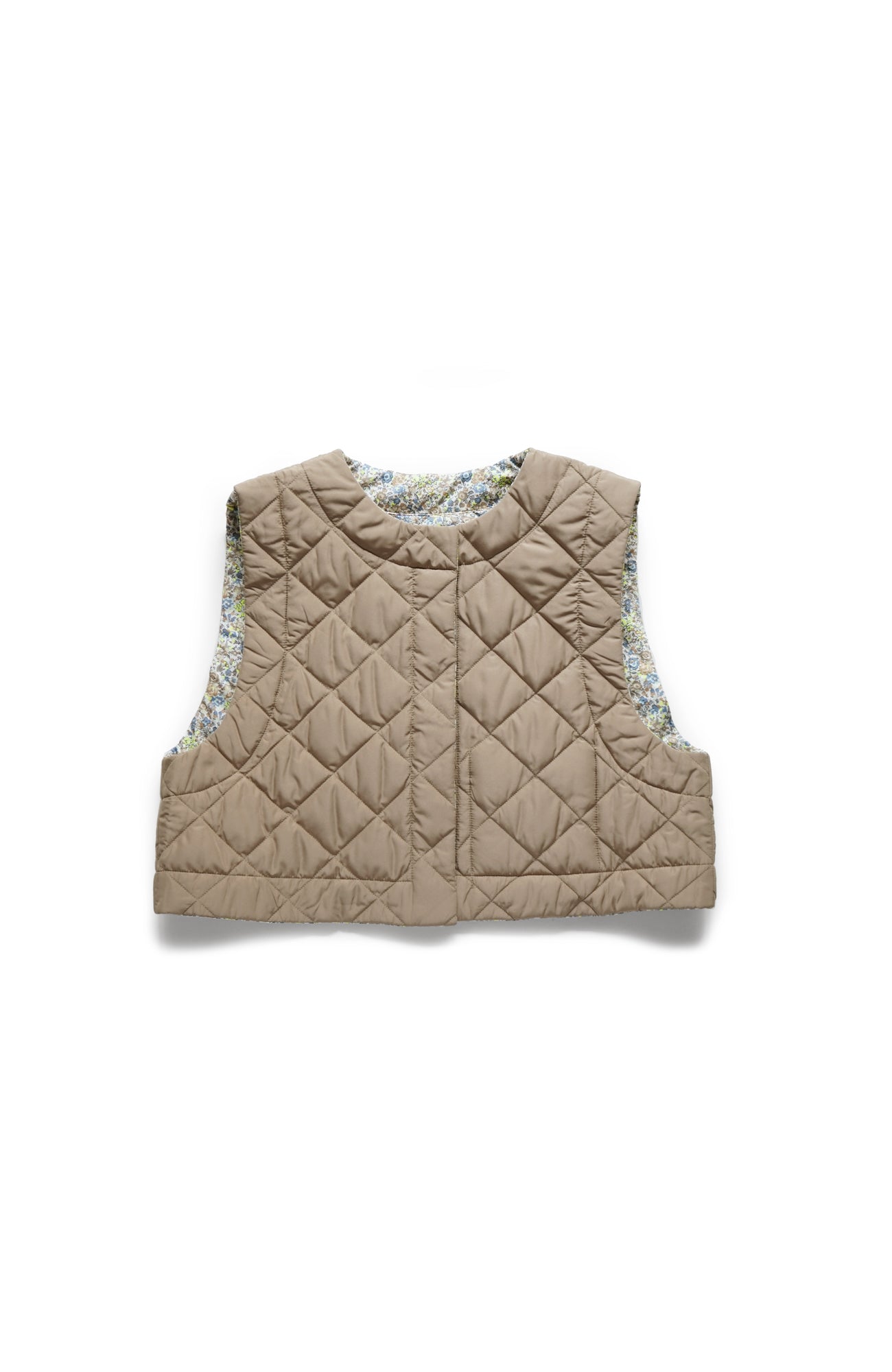 Reversible quilted short gilet (2024-25 Winter &amp; Pre-Spring Collection)