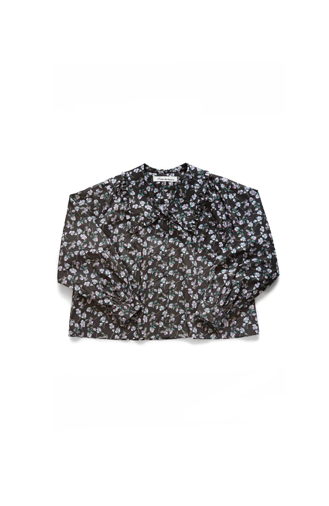 LIBERTY PRINTフラットカラーフリルブラウス(2025-2026 Winter & Pre-spring Collection)