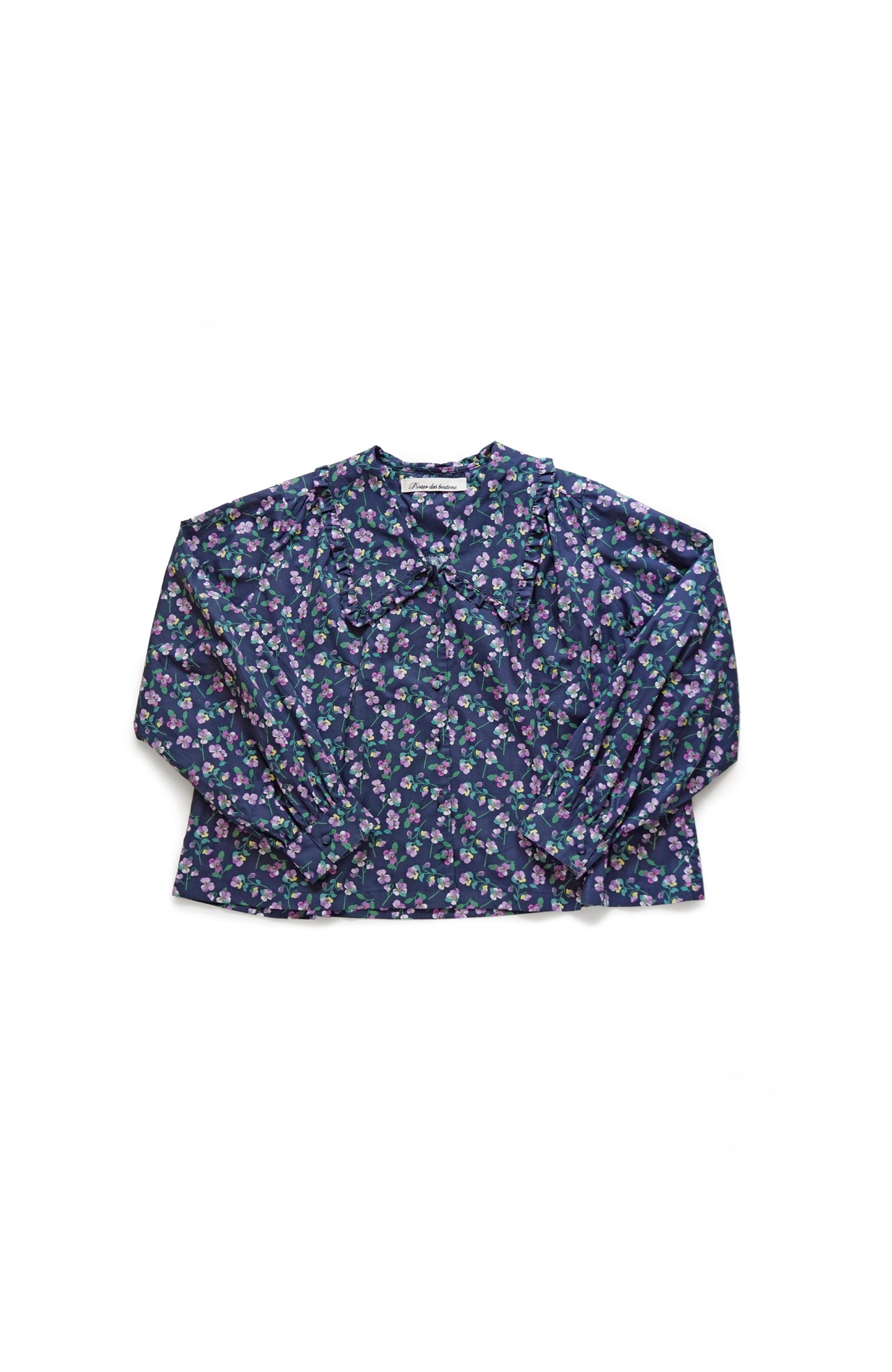 LIBERTY PRINTフラットカラーフリルブラウス(2025-2026 Winter & Pre-spring Collection)