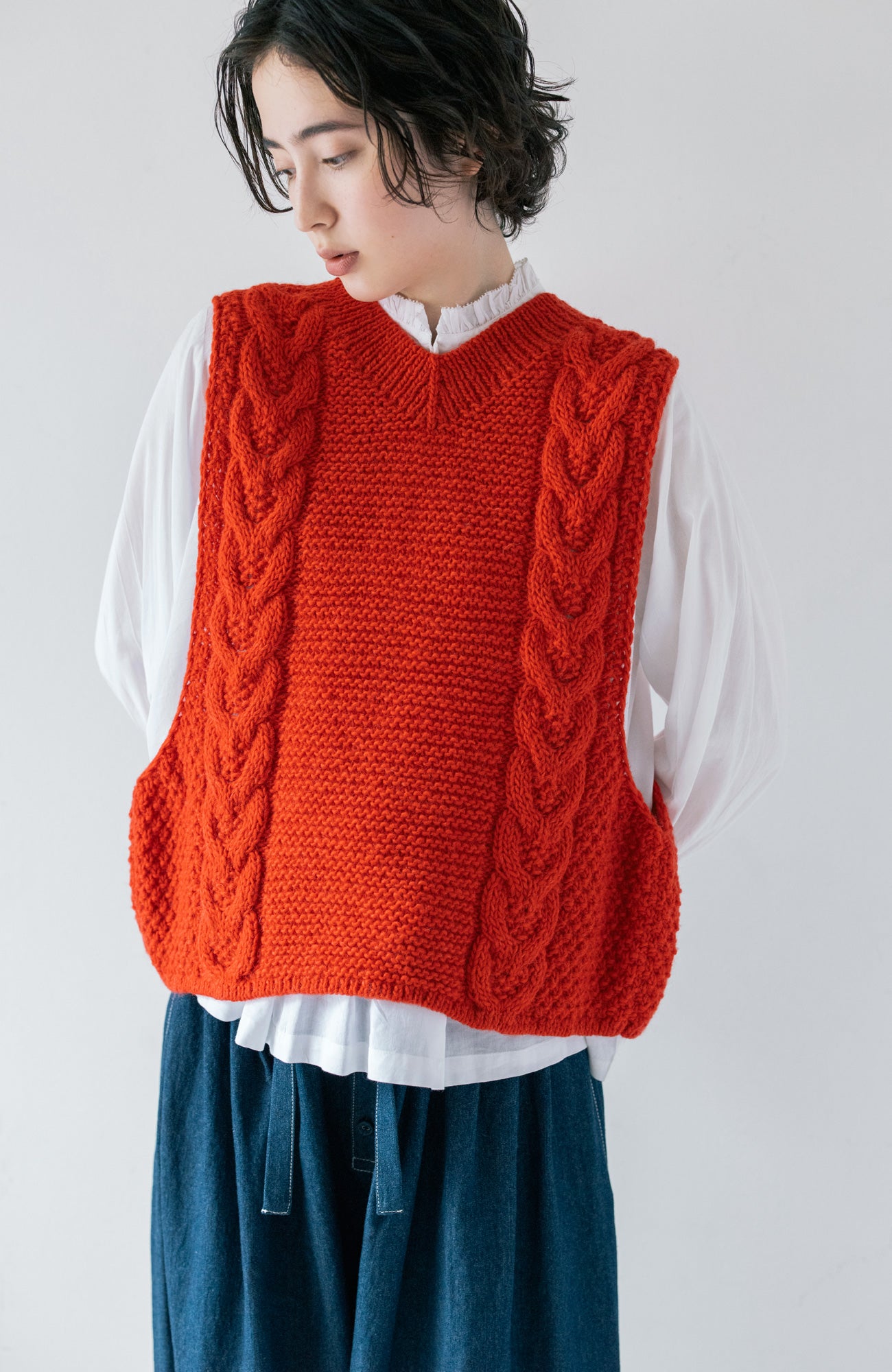 手編み2wayニットベスト(2025 Autumn & Winter Collection)