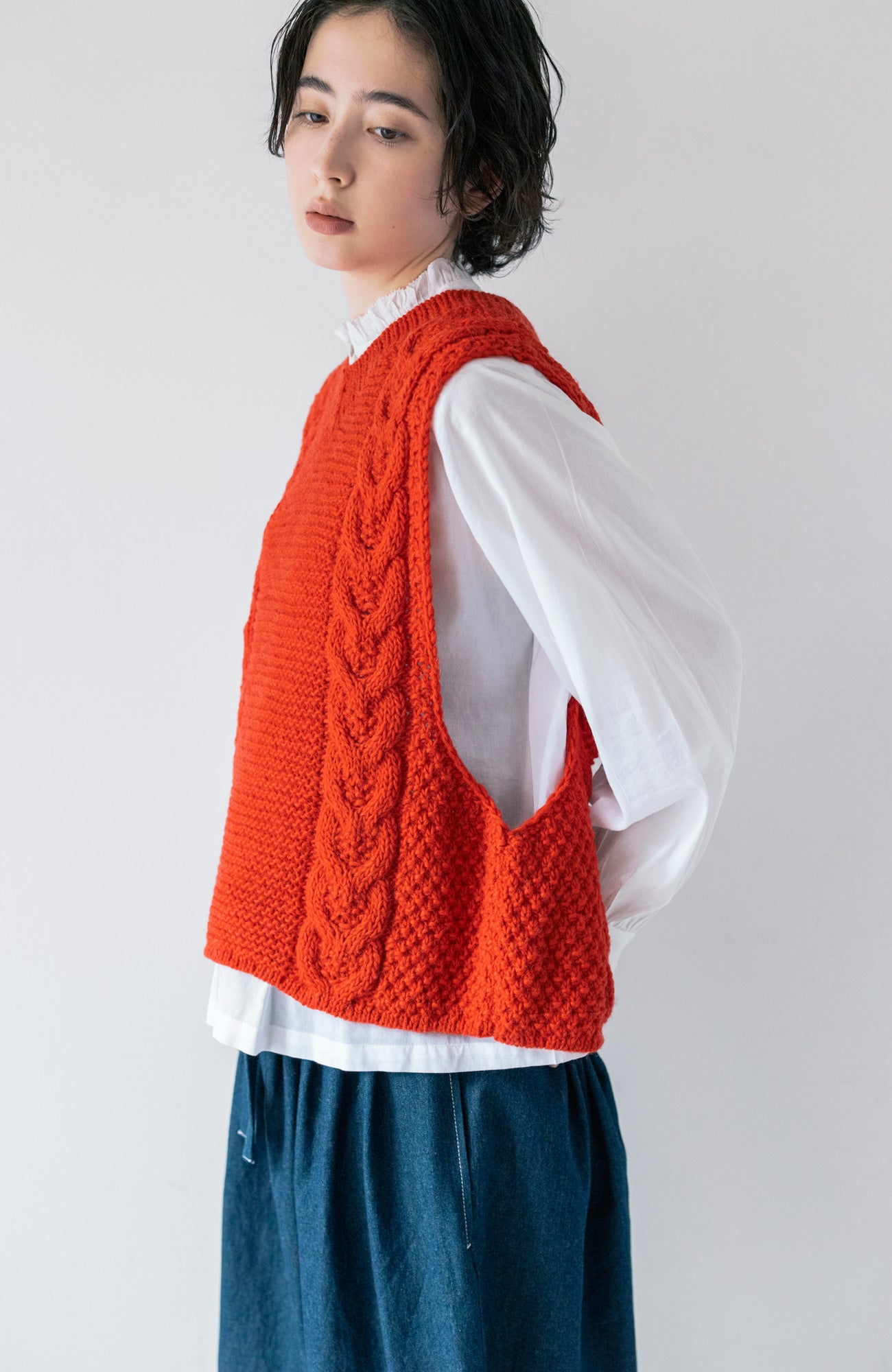 手編み2wayニットベスト(2025 Autumn & Winter Collection)
