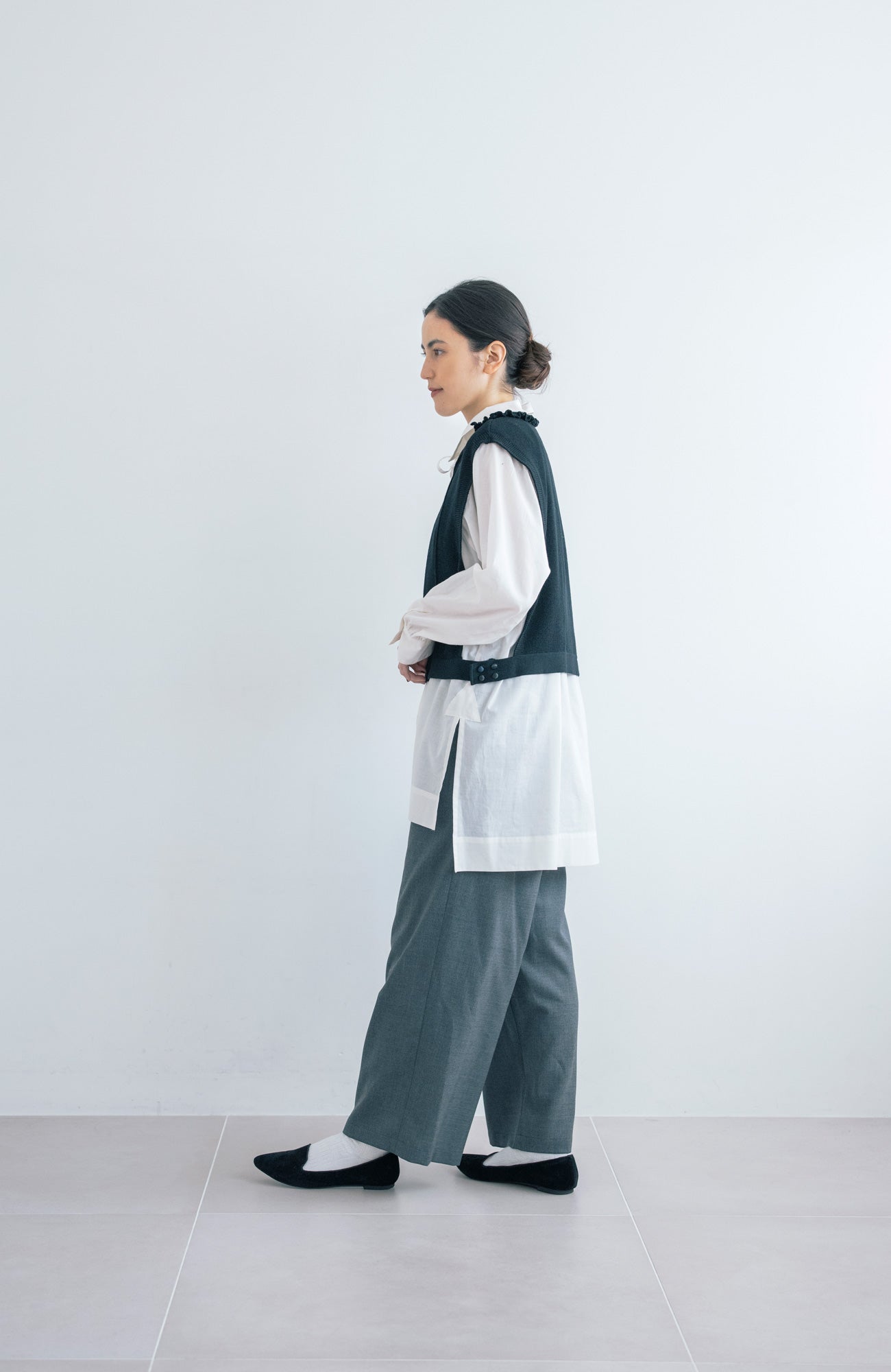 Frill neck knit 2-way vest (2024-25 Winter &amp; Pre-Spring Collection)