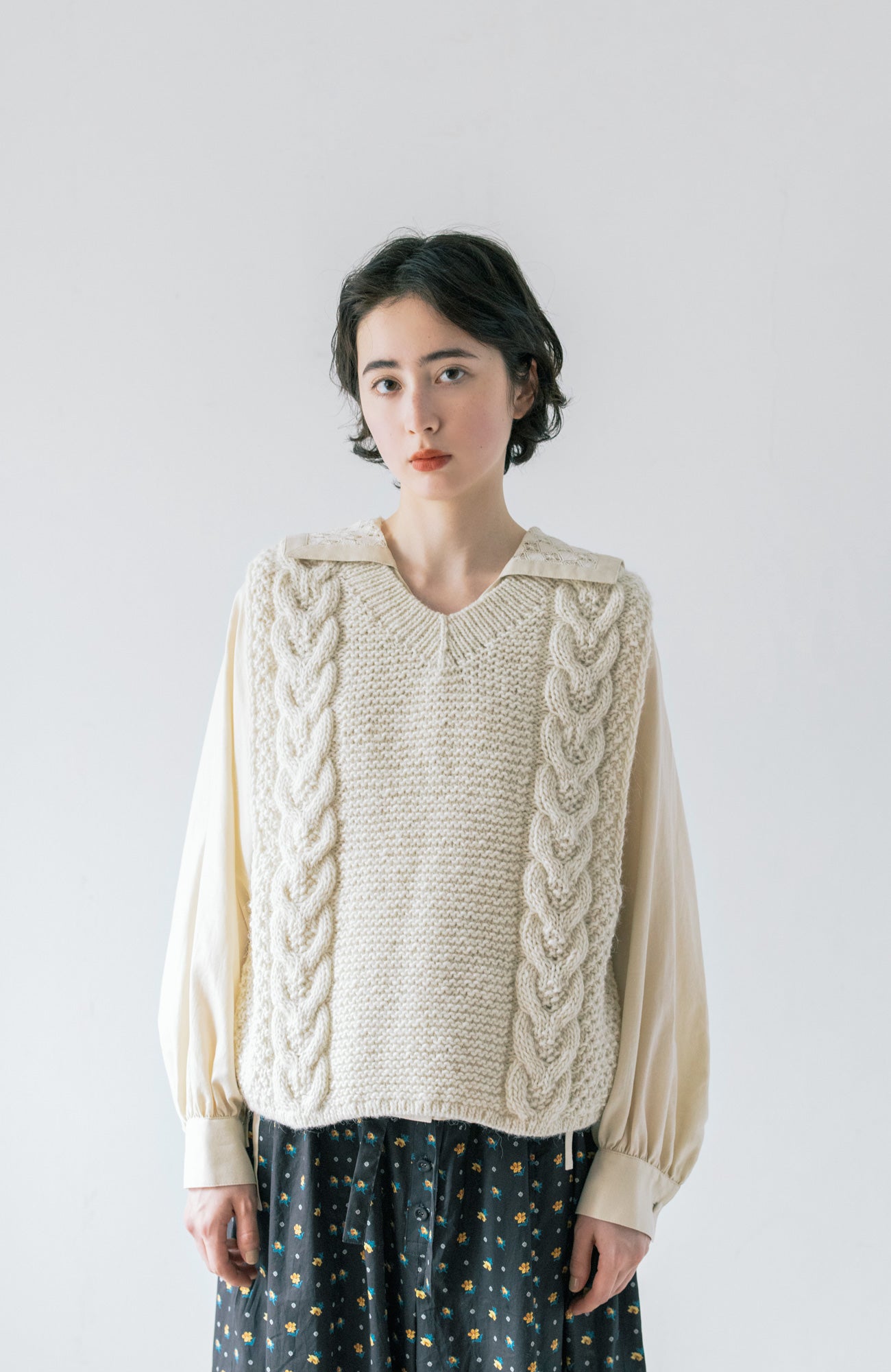 手編み2wayニットベスト(2025 Autumn & Winter Collection)