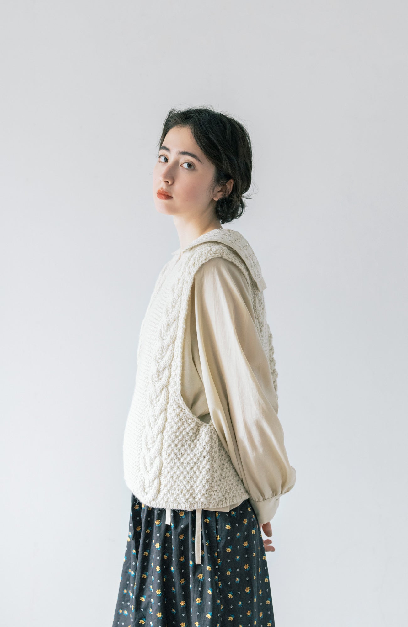 手編み2wayニットベスト(2025 Autumn & Winter Collection)