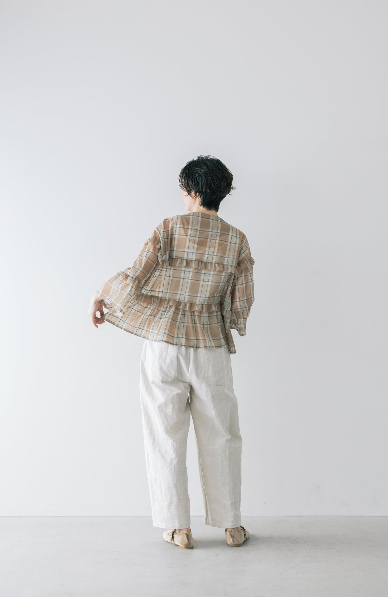 シアーチェックフリルブラウス(2026 Summer Collection)