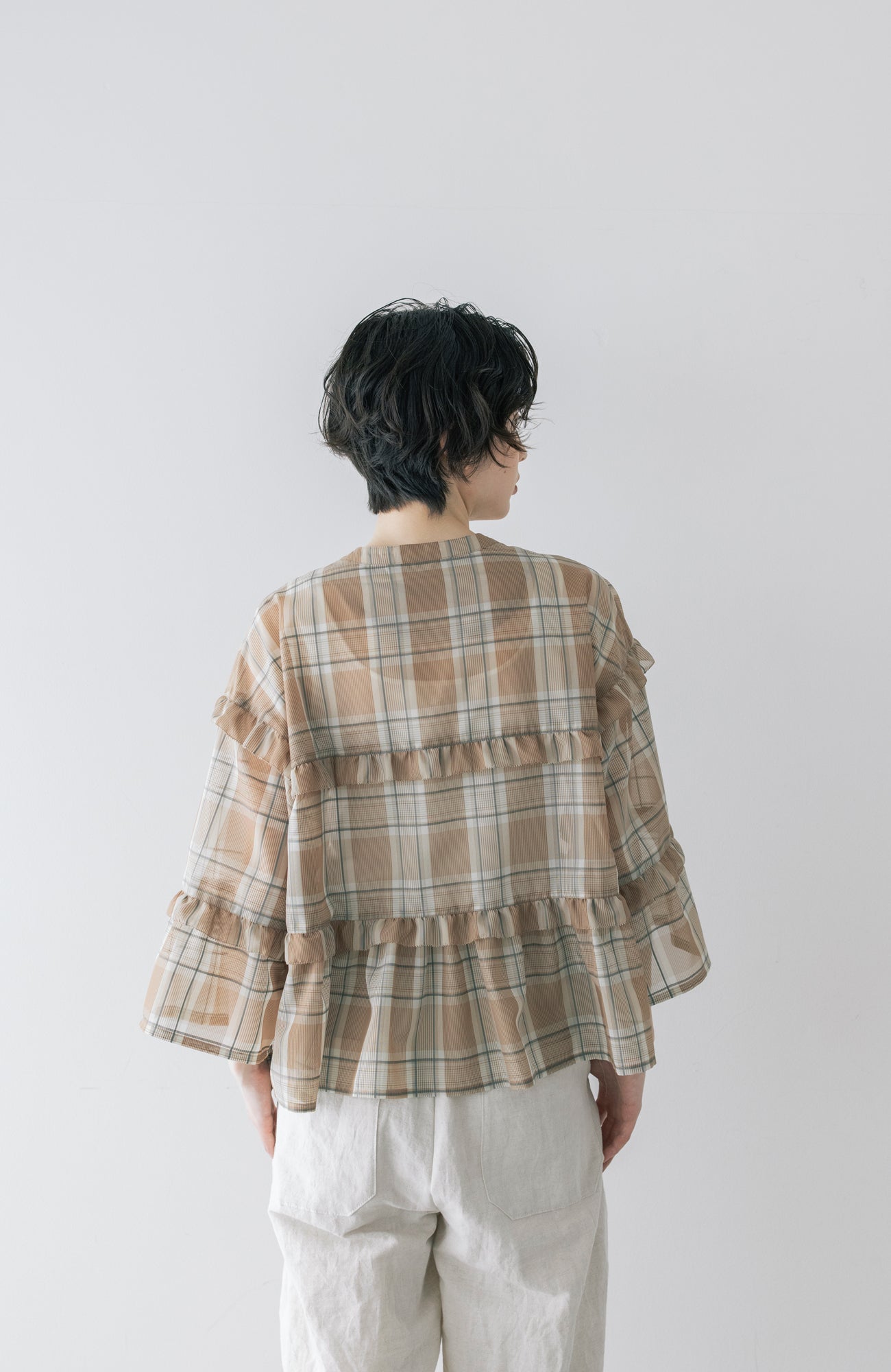 シアーチェックフリルブラウス(2026 Summer Collection)