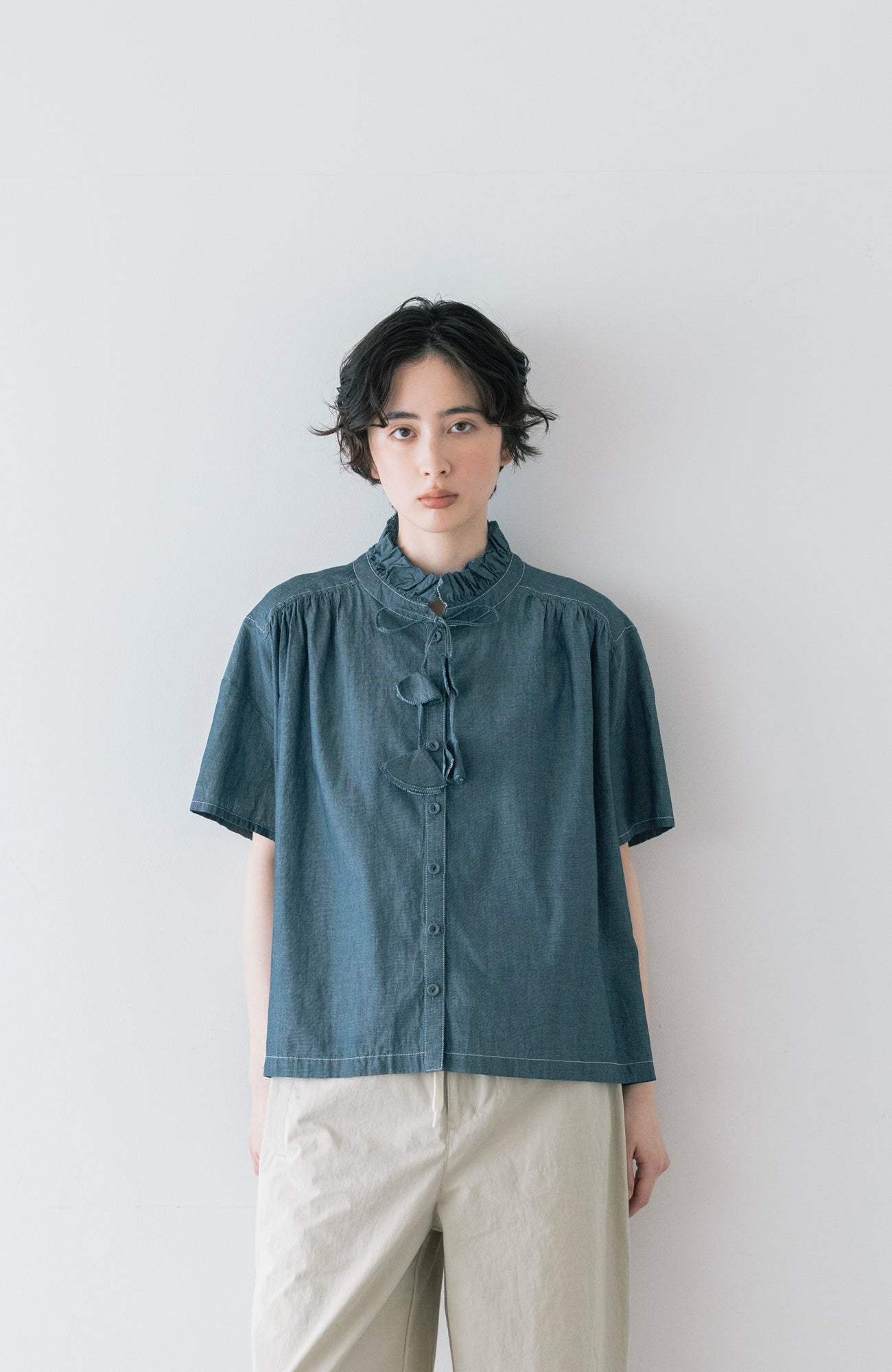 2.8ozデニムタッセルブラウス(2026 Summer Collection)