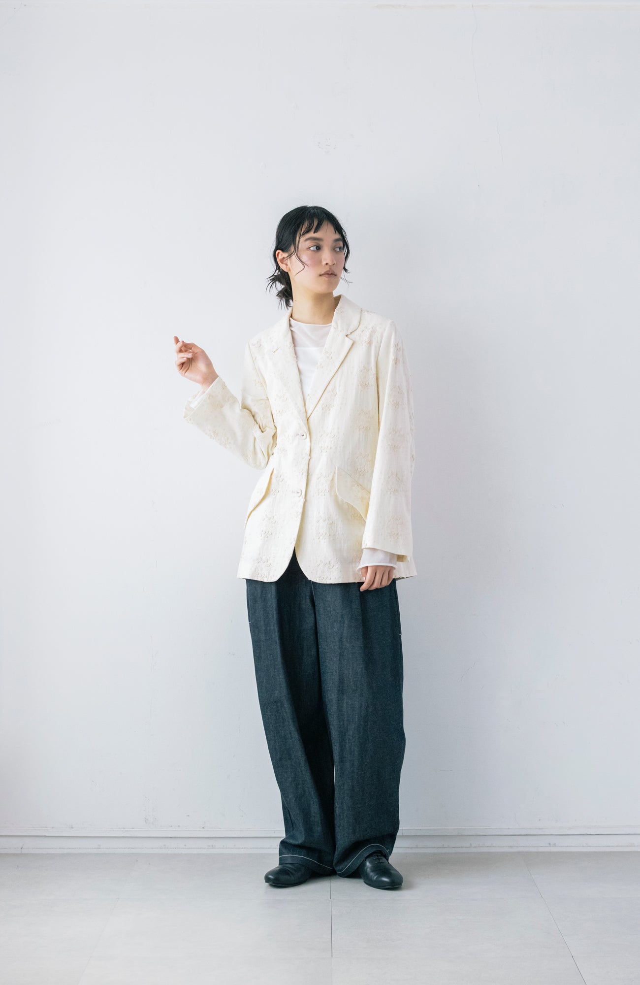 styling/ エンブロイダリーオーバーシャツジャケット 新品 エンブロイダリーシルキーシャツ