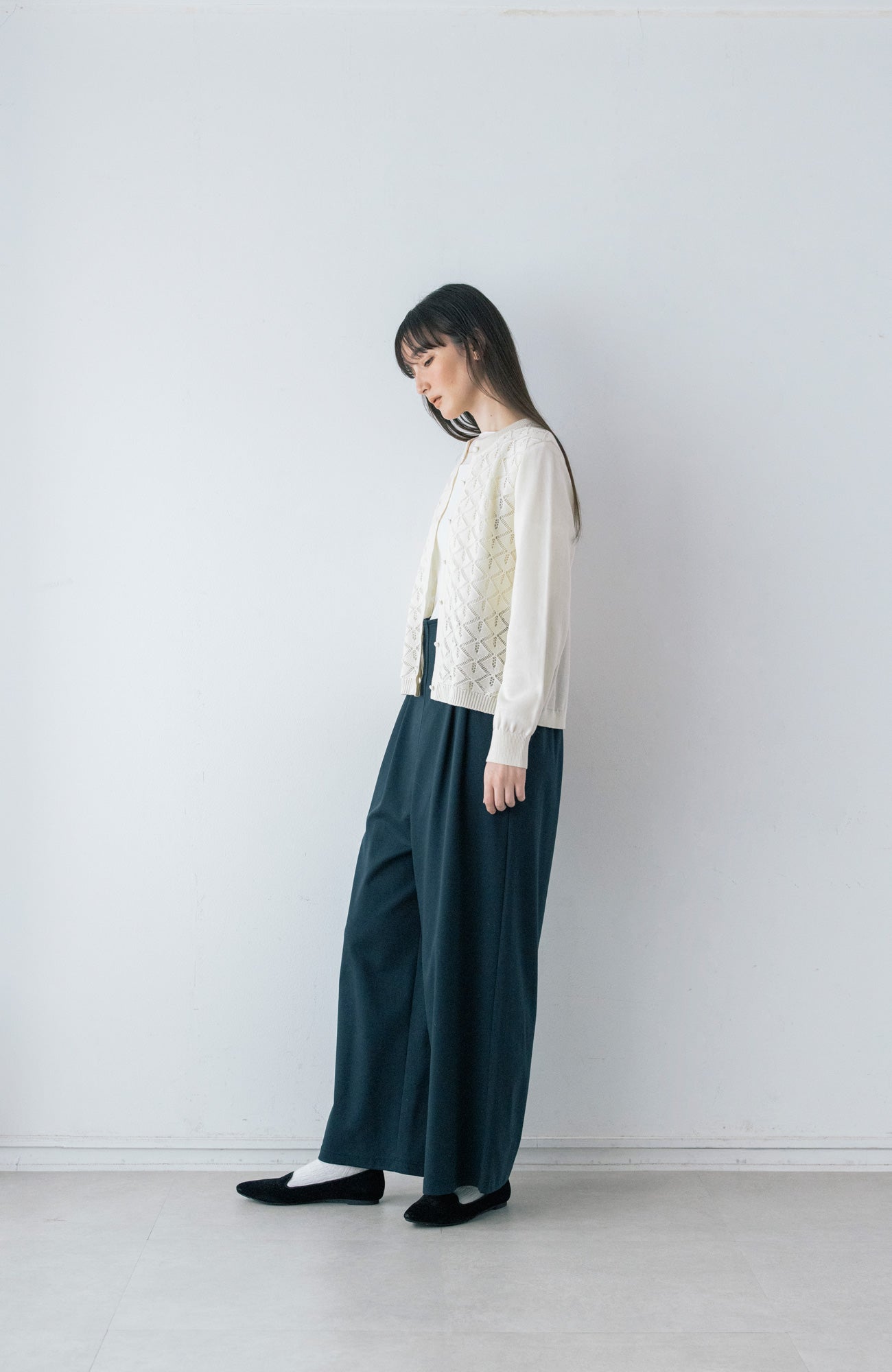 透かし編みバックスリットカーディガン(2025-2026 Winter & Pre-spring Collection)