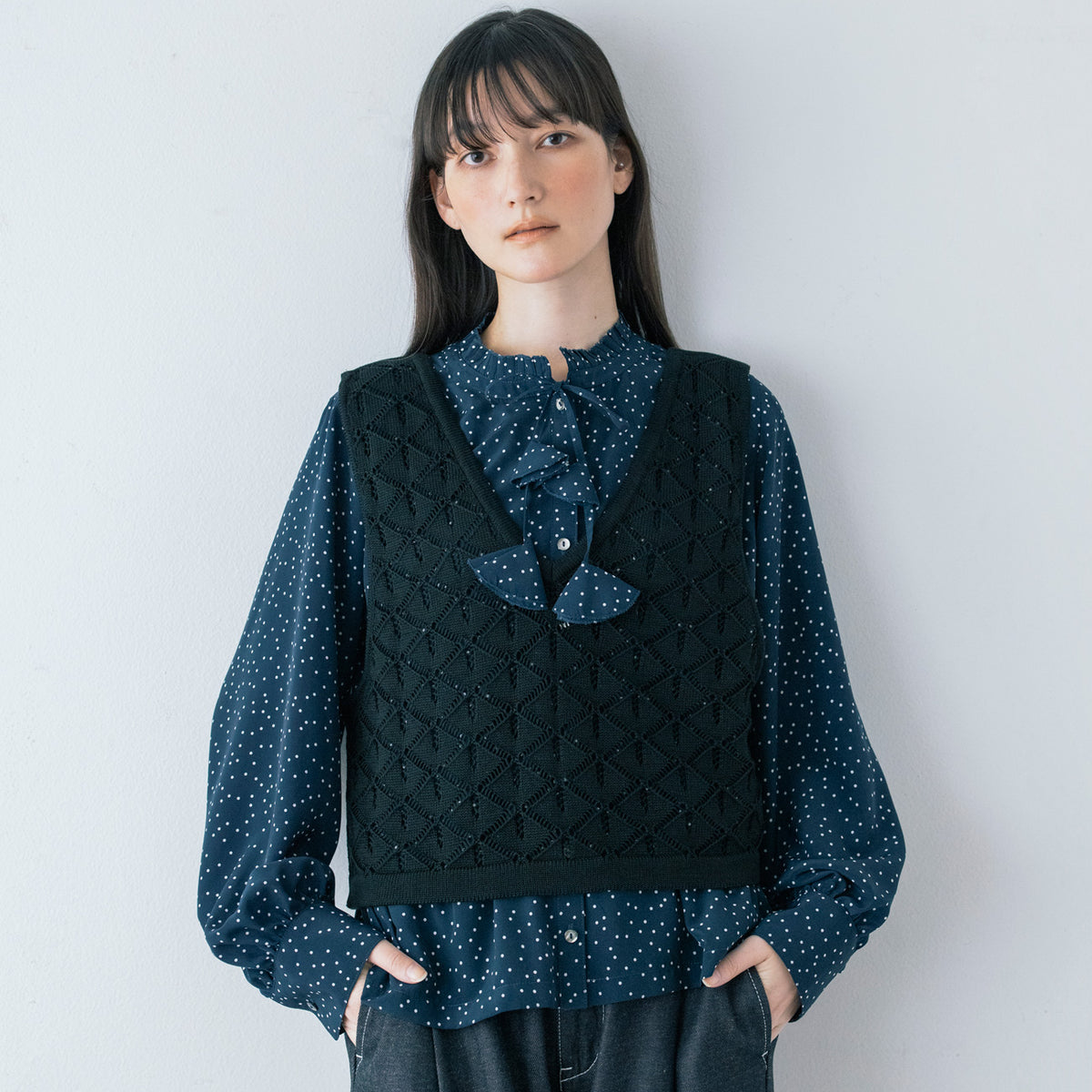 透かし編み2wayニットベスト(2025-2026 Winter & Pre-spring Collection)