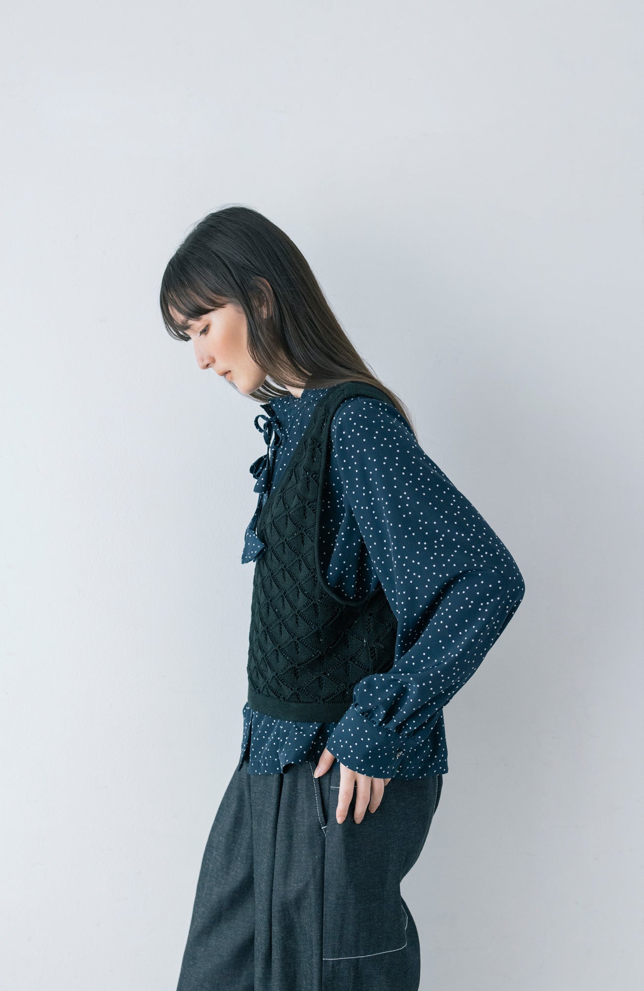 透かし編み2wayニットベスト(2025-2026 Winter & Pre-spring Collection)