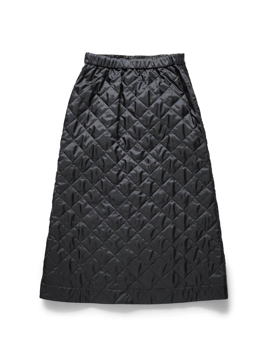 LIBERTY PRINTリバーシブルキルティングスカート/ブラック無地×Erica