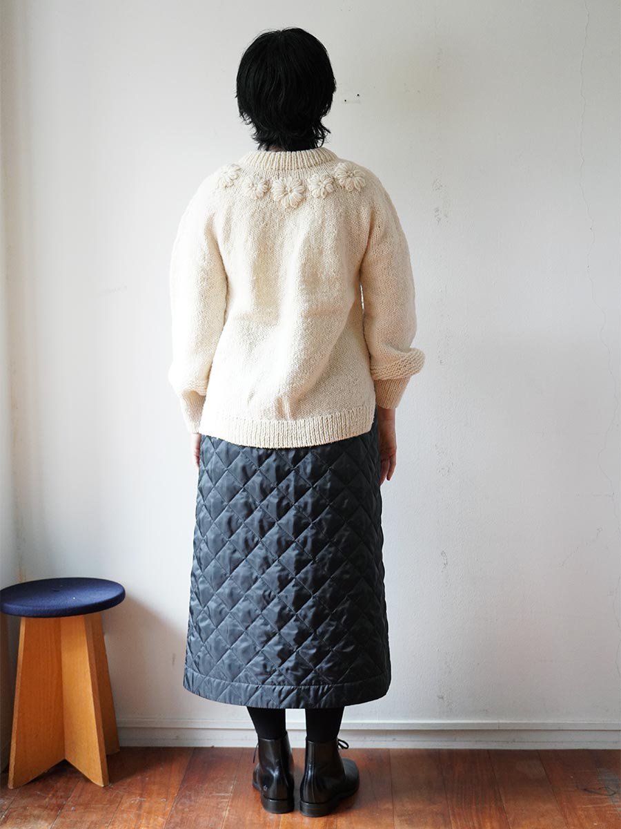 LIBERTY PRINTリバーシブルキルティングスカート/ブラック無地×Erica