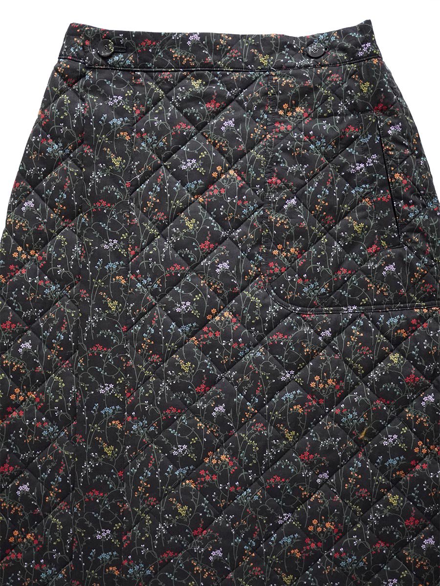 LIBERTY PRINTリバーシブルキルティングスカート/ブラック無地×Erica