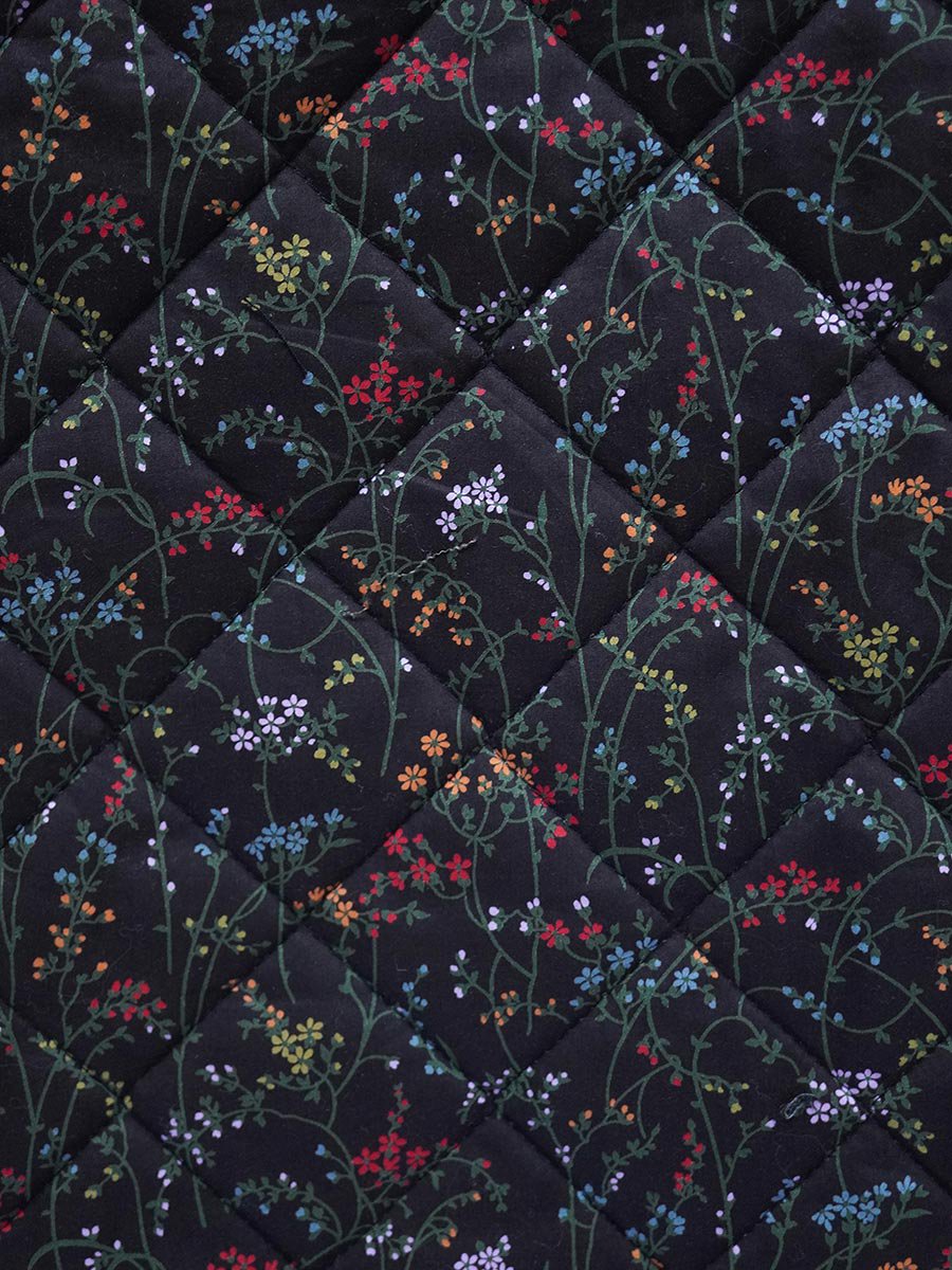 LIBERTY PRINTリバーシブルキルティングスカート/ブラック無地×Erica