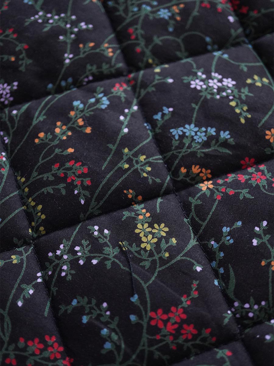 LIBERTY PRINTリバーシブルキルティングスカート/ブラック無地×Erica