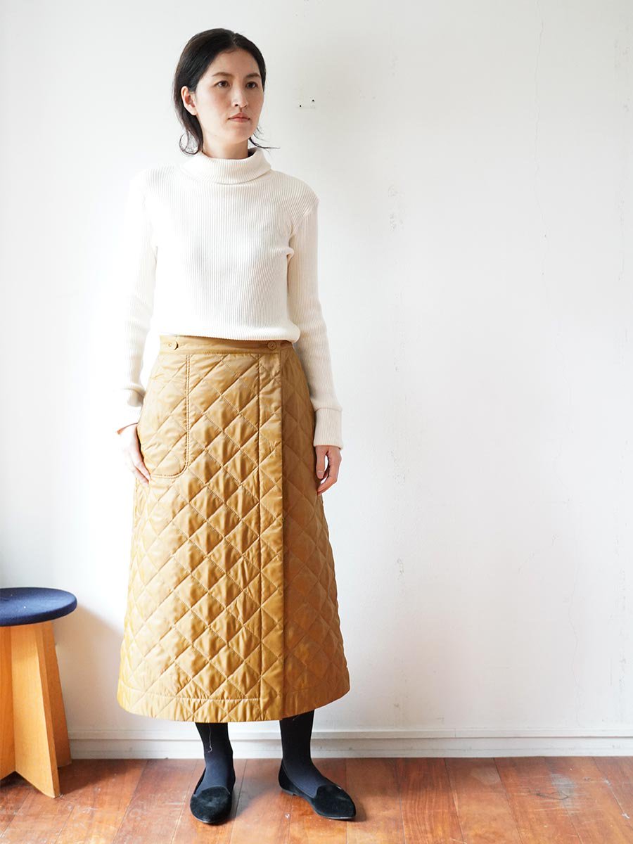 LIBERTY PRINTリバーシブルキルティングスカート/キャメル無地×Aubray Forest