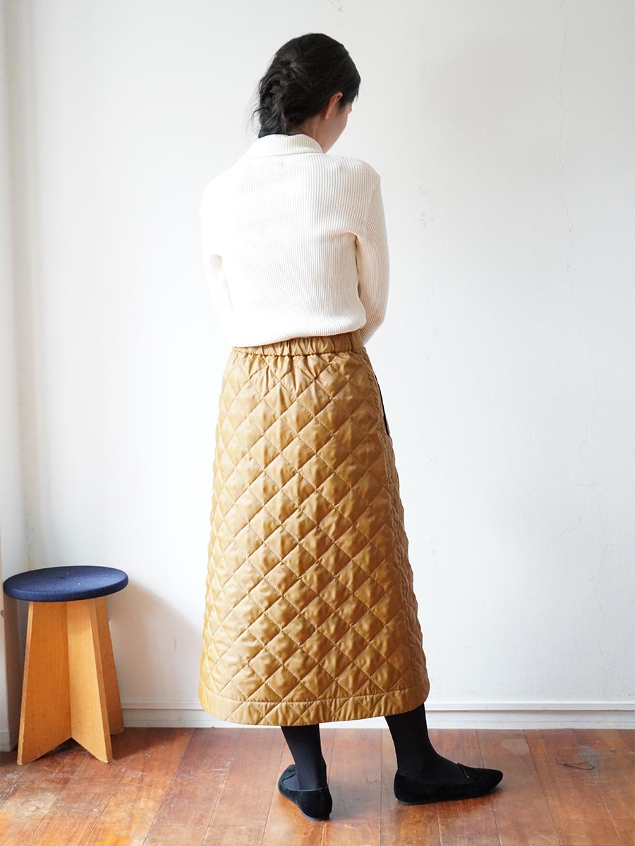 LIBERTY PRINTリバーシブルキルティングスカート/キャメル無地×Aubray Forest