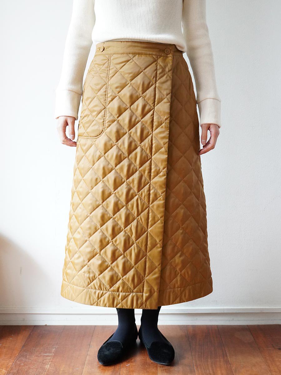 LIBERTY PRINTリバーシブルキルティングスカート/キャメル無地×Aubray Forest